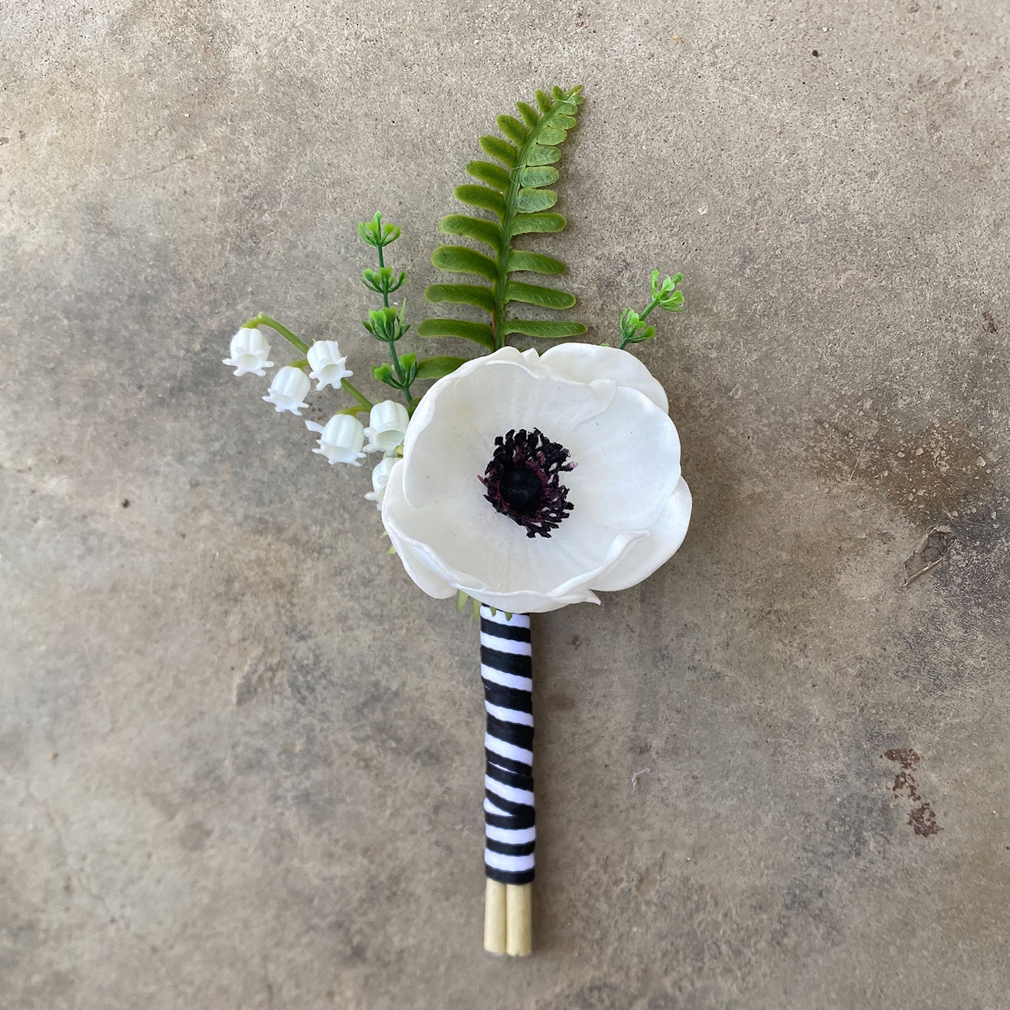 Rustic Peony Bouquet White Anemones Boutonniere Silk Flower Bouquet
