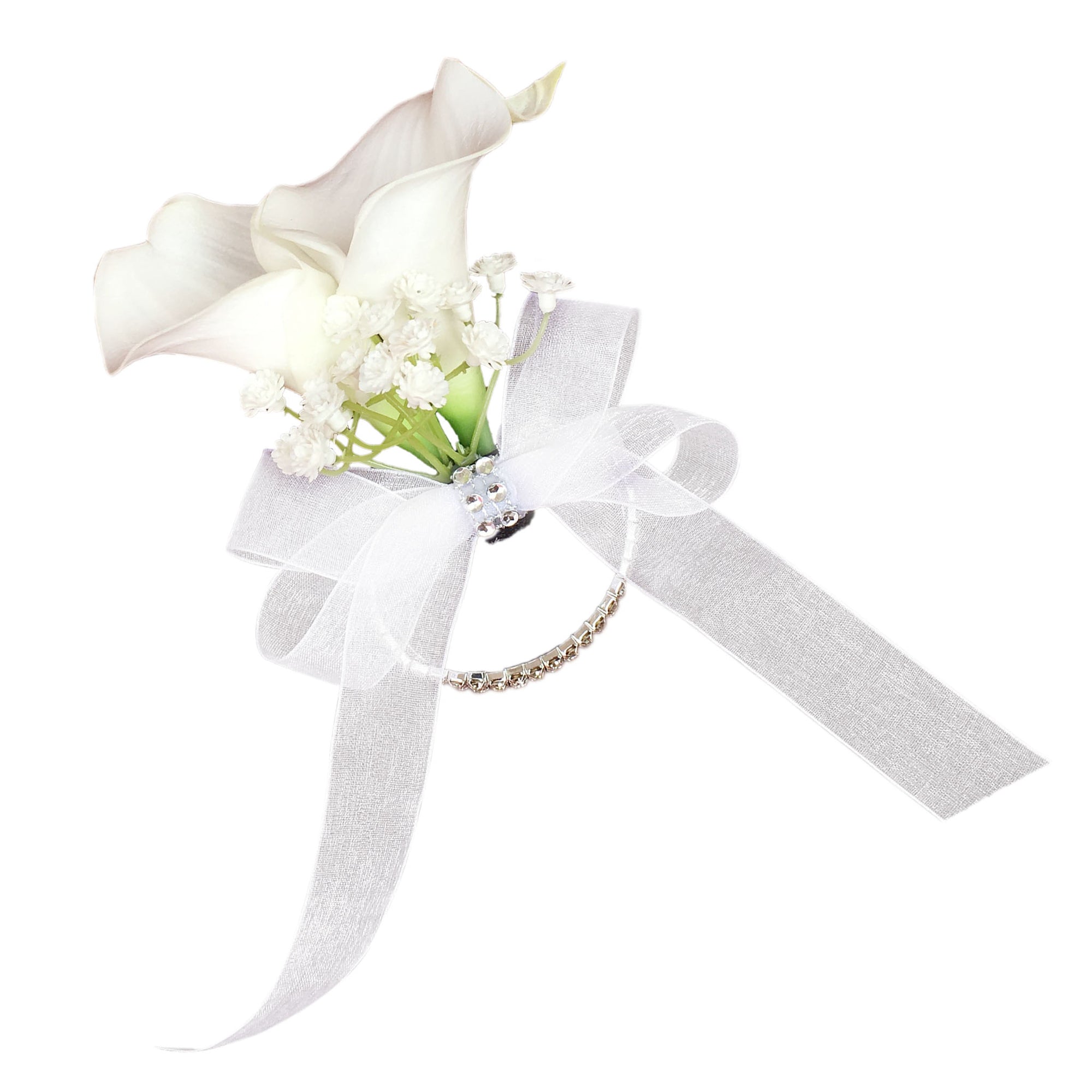 White Calla Lily Wrist Corsage for Wedding