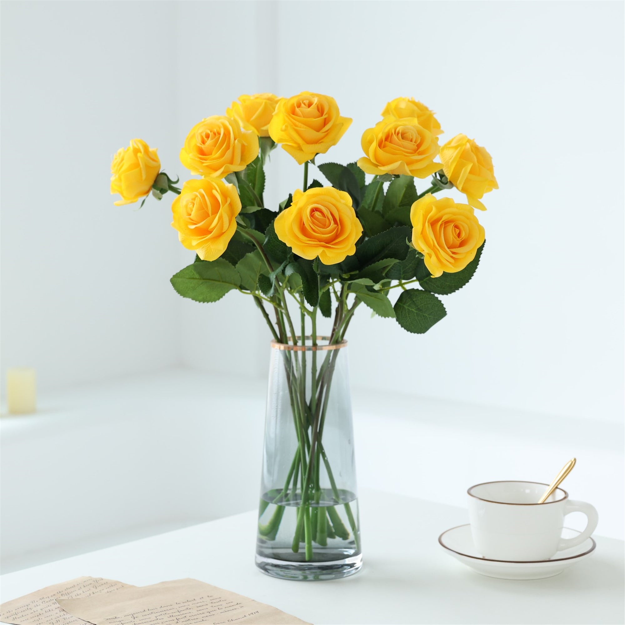 Realistic Fake Flowers Real Touch Roses 10pcs