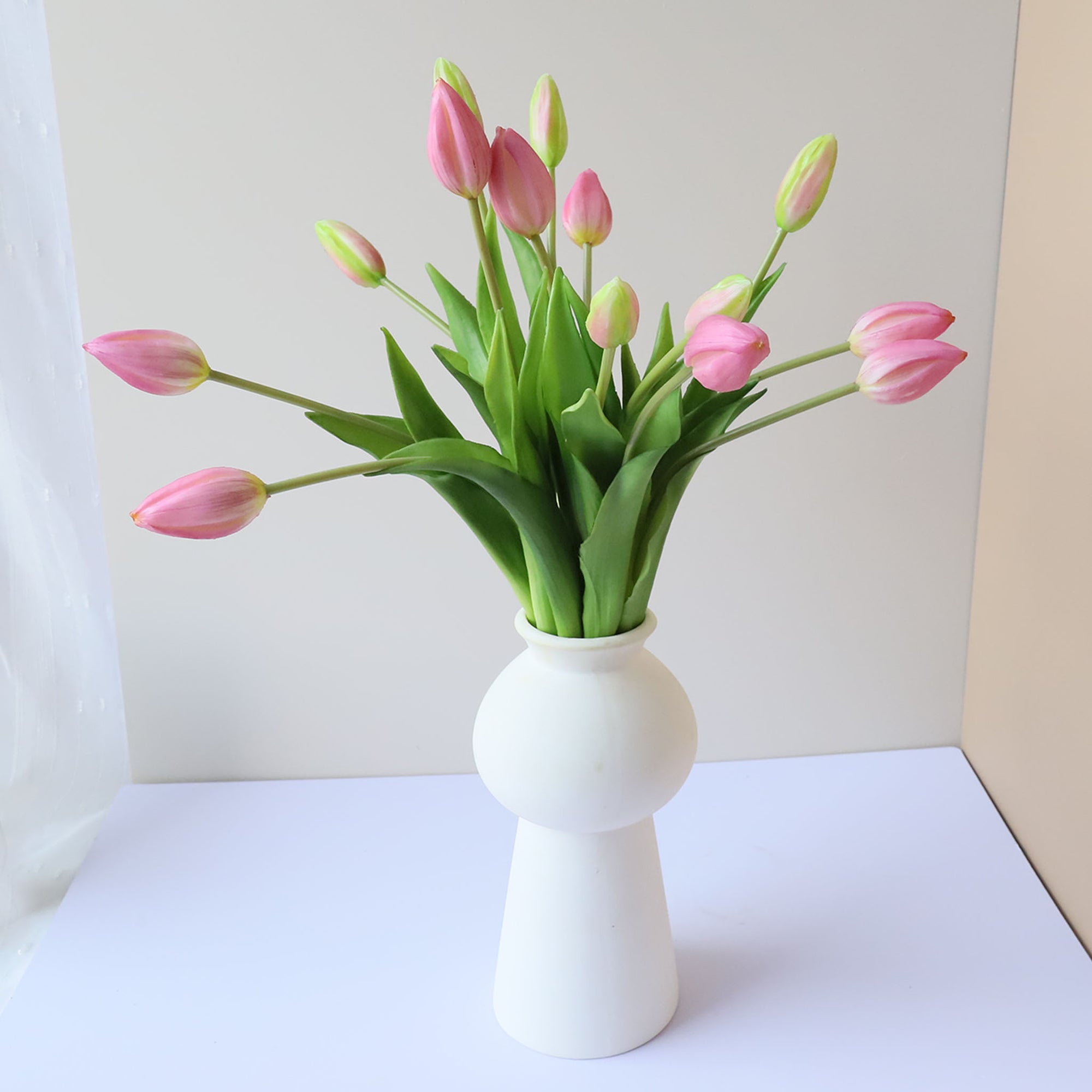 Realistic Latex Artificial Tulip Flower Bunch 17"