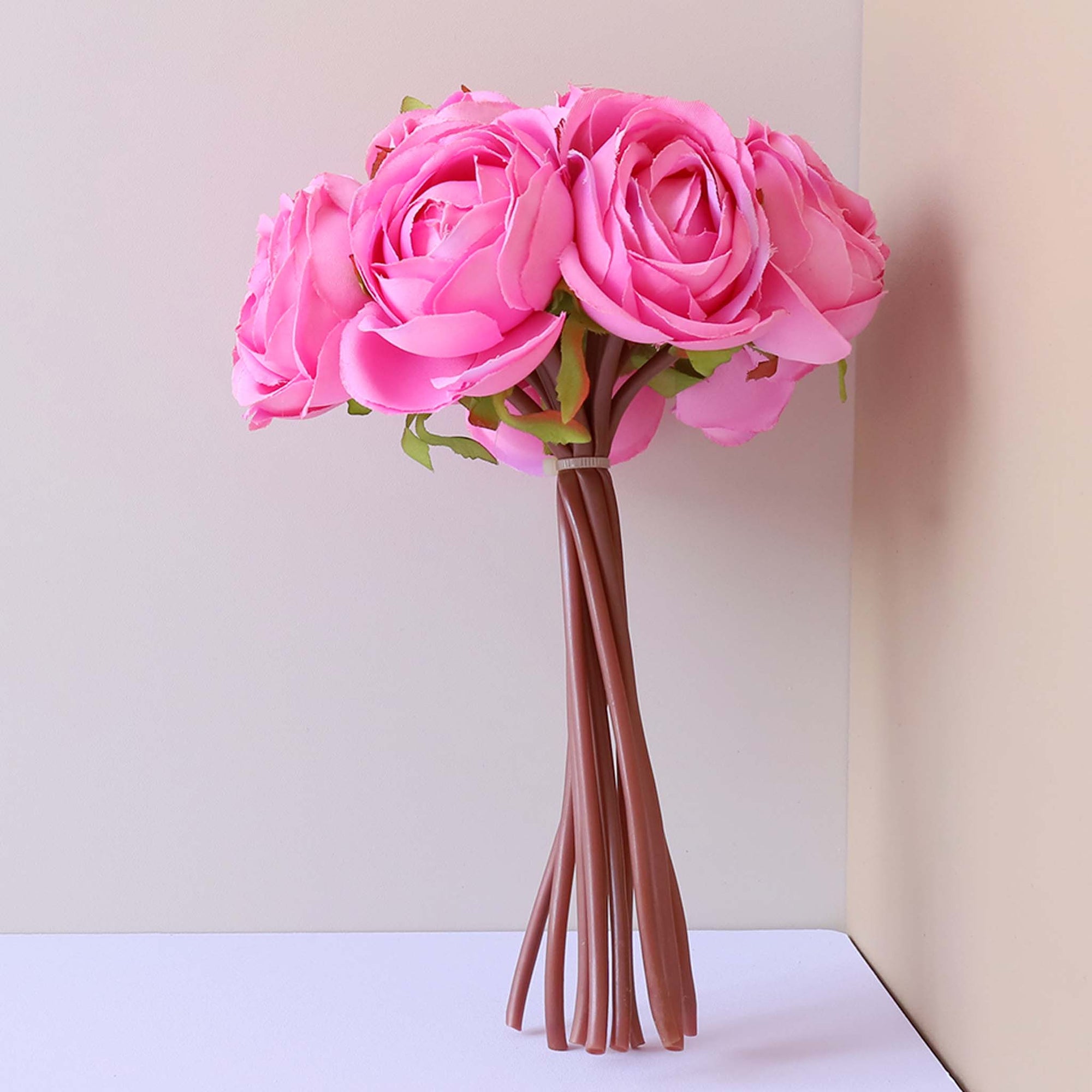 Silk Tea Roses Small Peony Wedding Flowers Bouquet