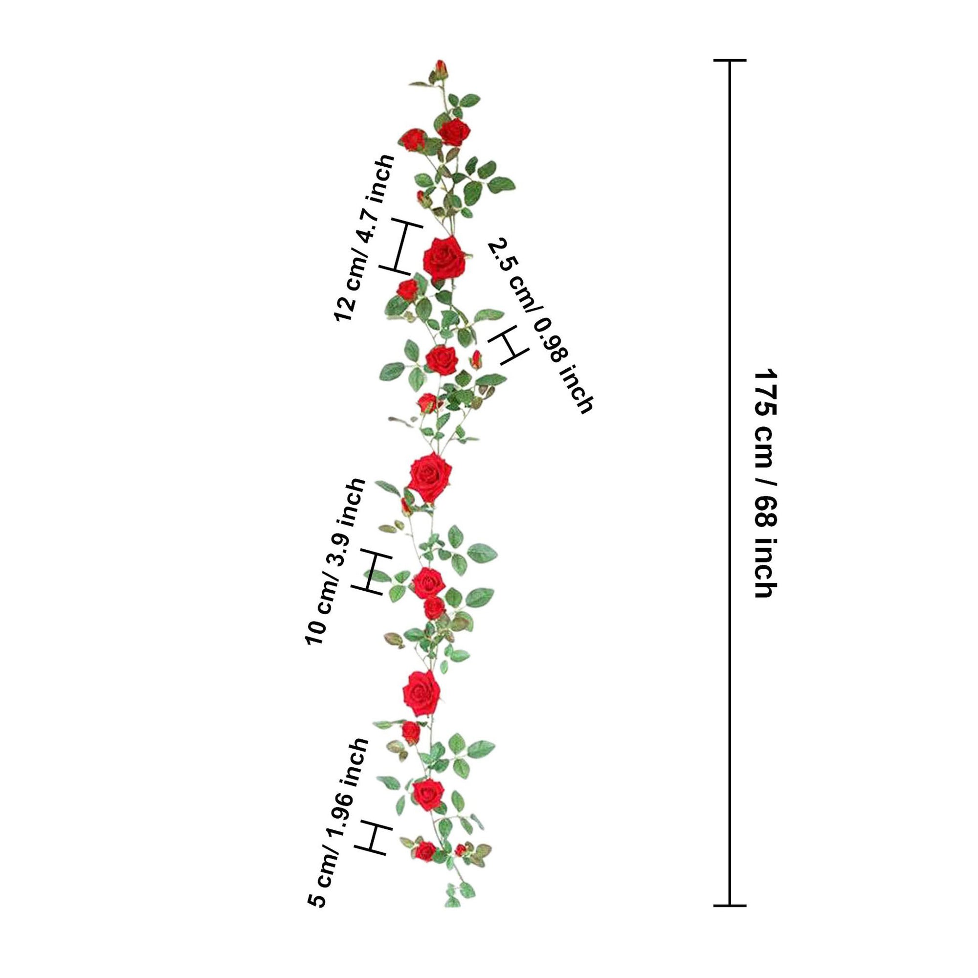 Artificial Flower Vines Red Roses Hanging Plants
