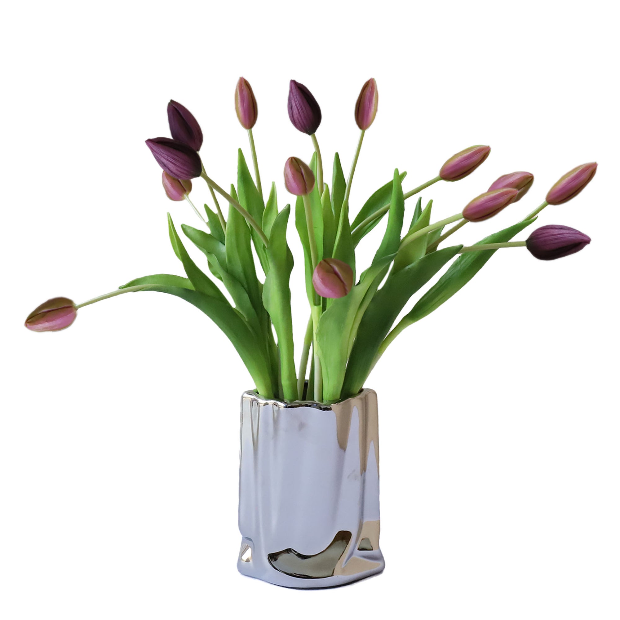 Realistic Latex Artificial Tulip Flower Bunch 17"