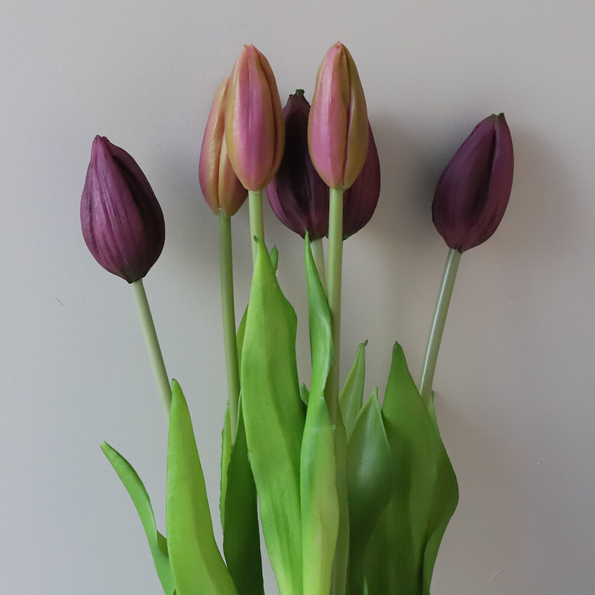 Realistic Latex Artificial Tulip Flower Bunch 17"