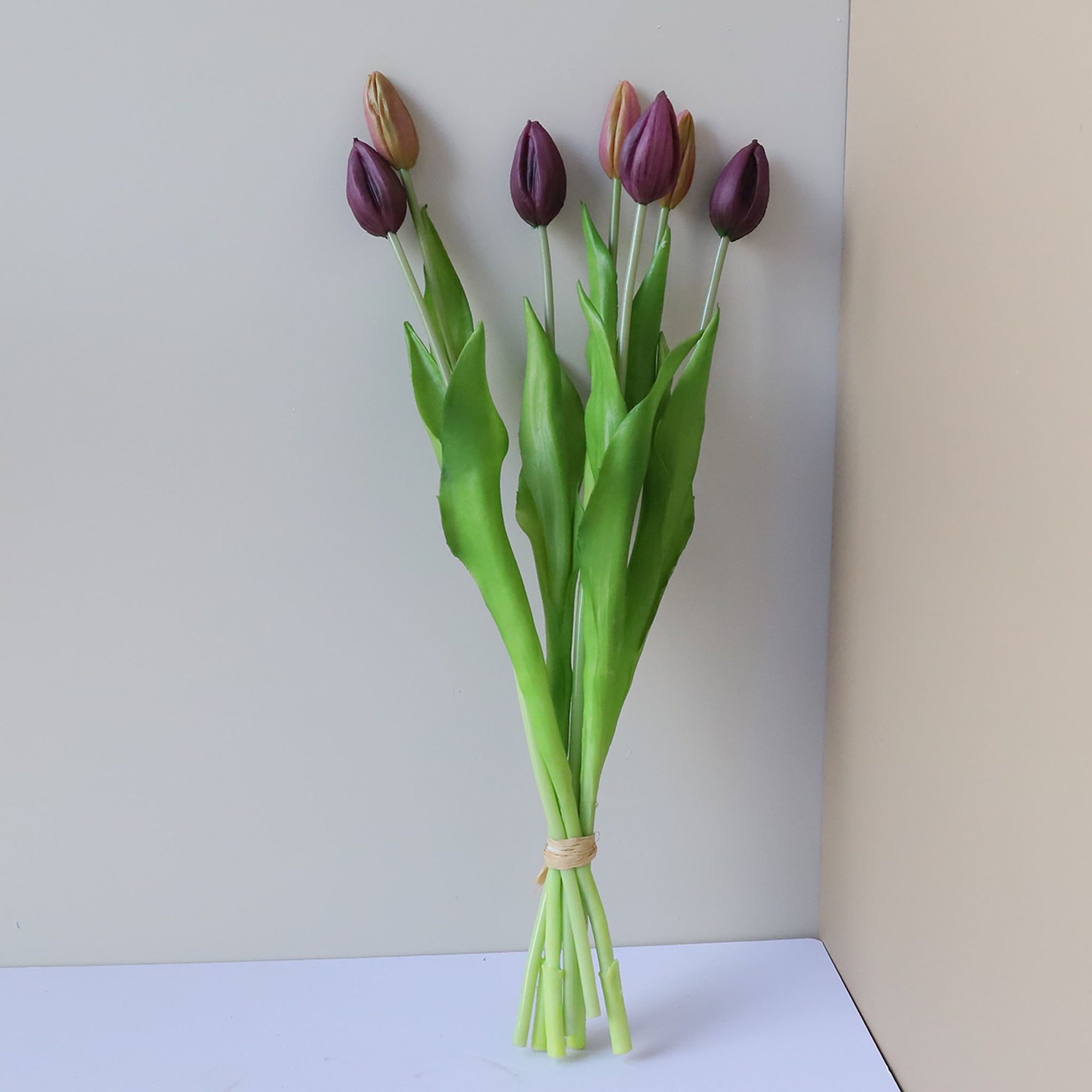 Realistic Latex Artificial Tulip Flower Bunch 17"