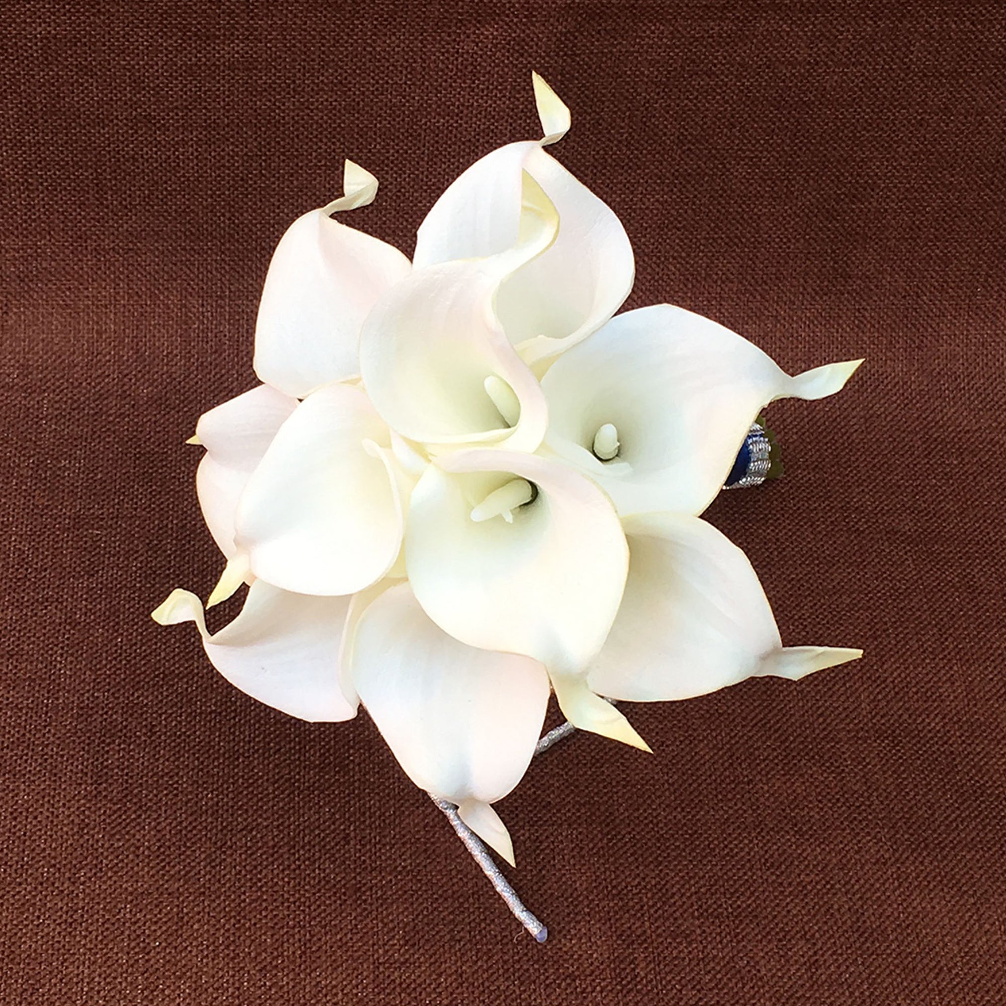 Flower Bouquet for Bridal Bridesmaid Picasso Blue White Calla Lily