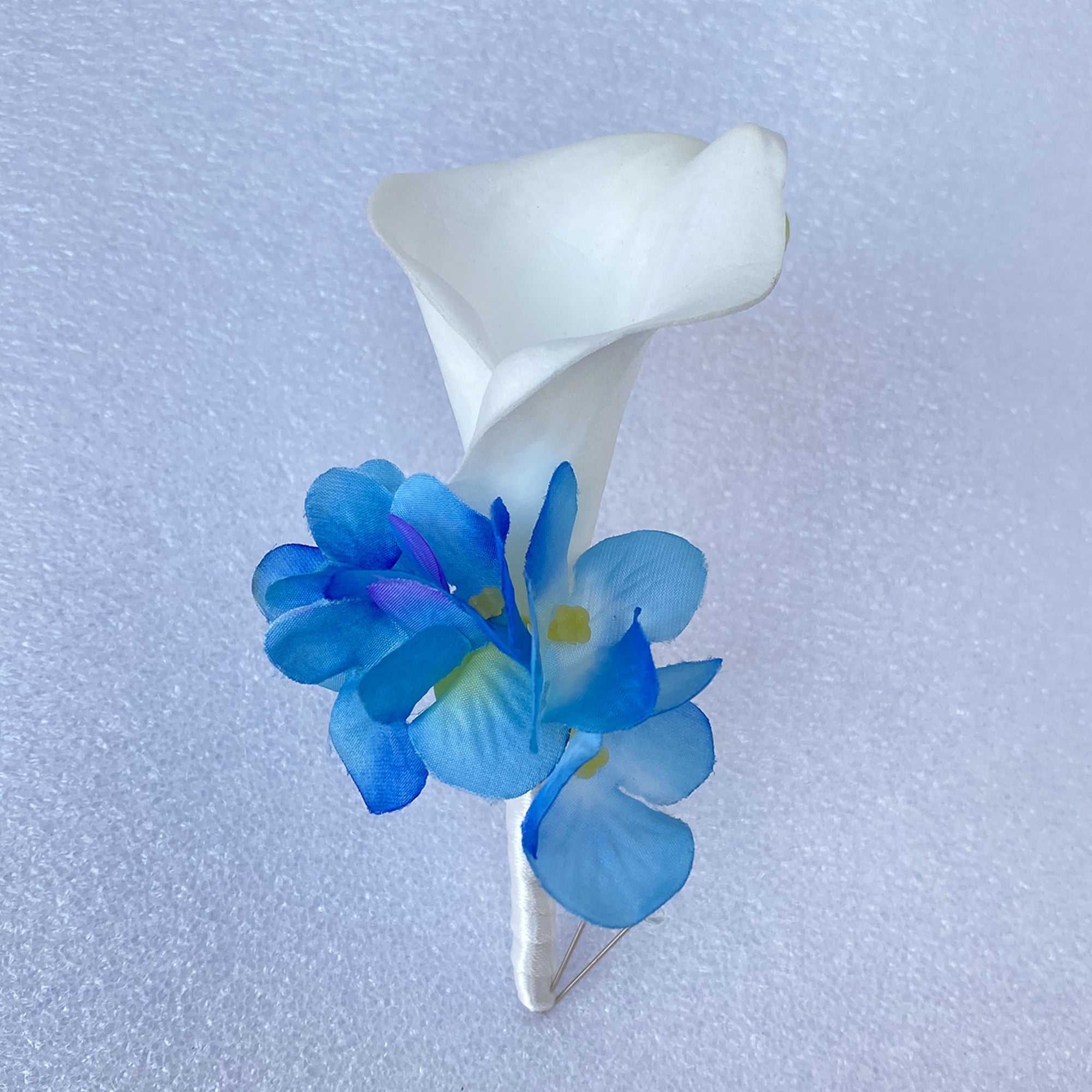 Flower Bouquet for Bridal Bridesmaid Picasso Blue White Calla Lily