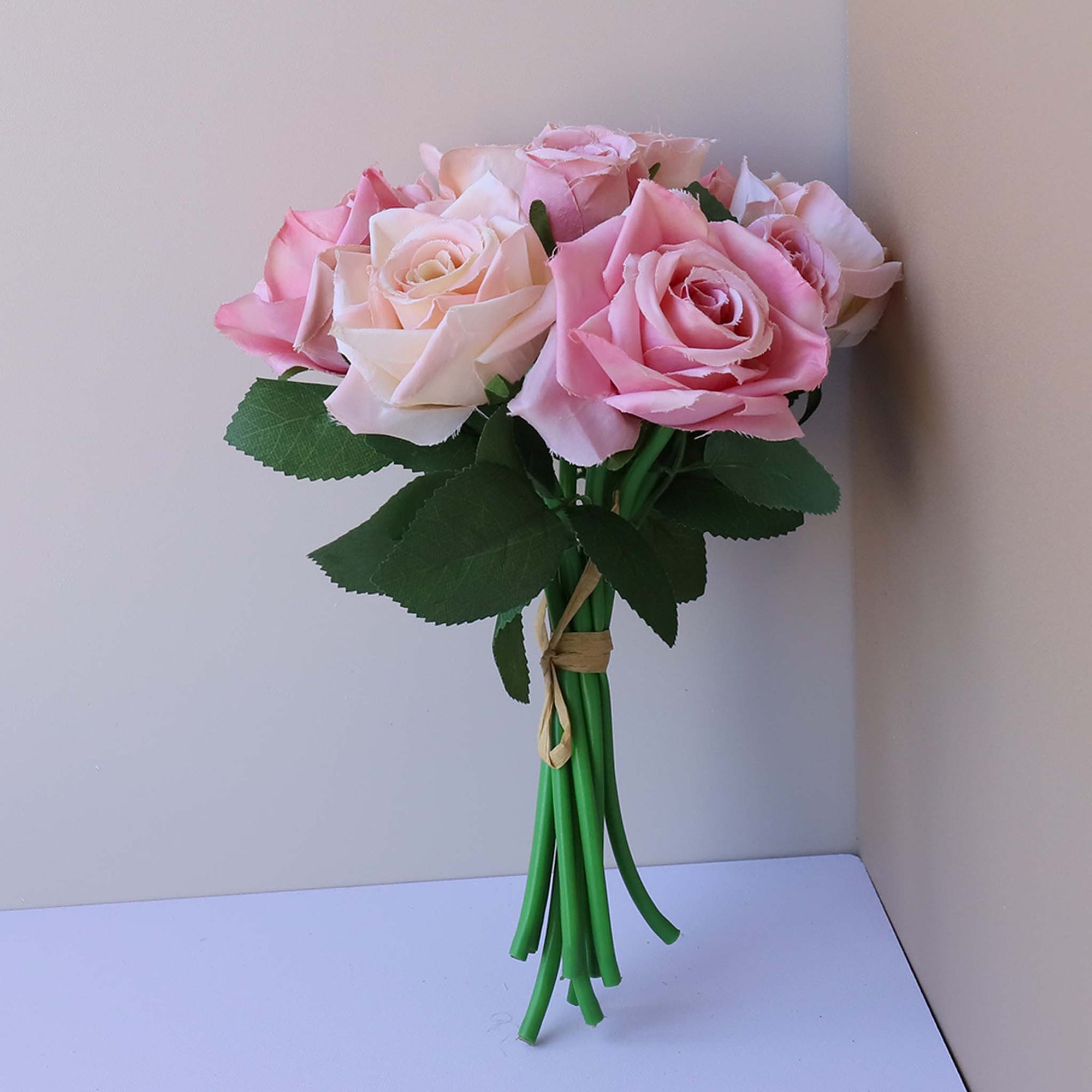 Champagne Silk Flower Bouquet Artificial Floral Arrangement for Home Decoration