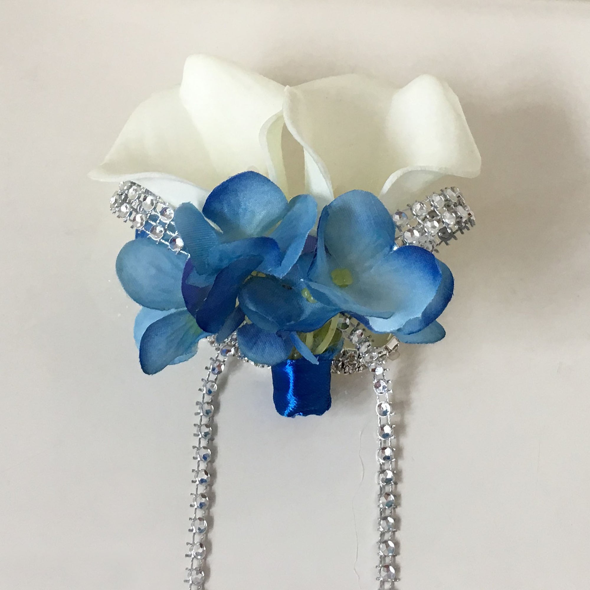 Flower Bouquet for Bridal Bridesmaid Picasso Blue White Calla Lily
