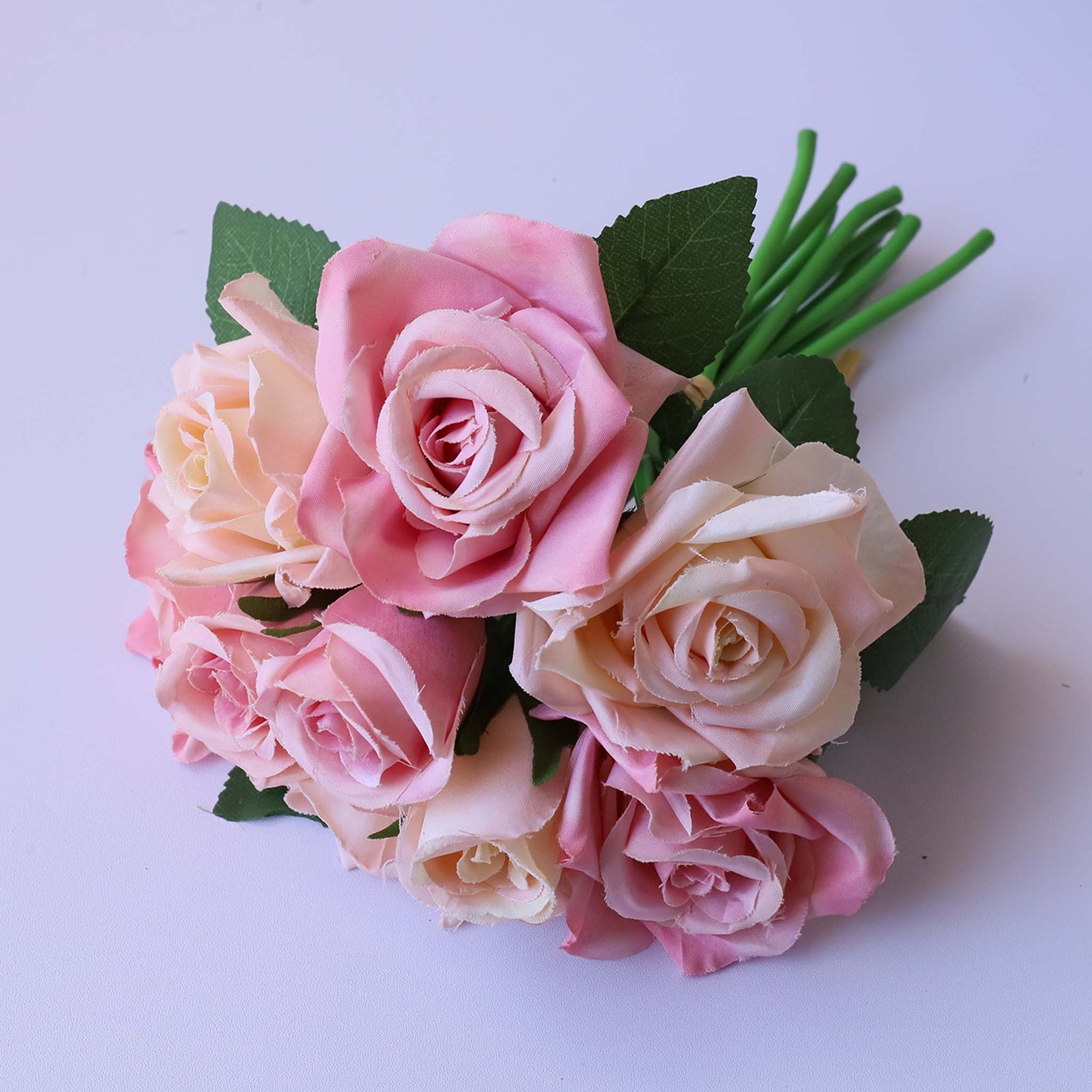 Champagne Silk Flower Bouquet Artificial Floral Arrangement for Home Decoration