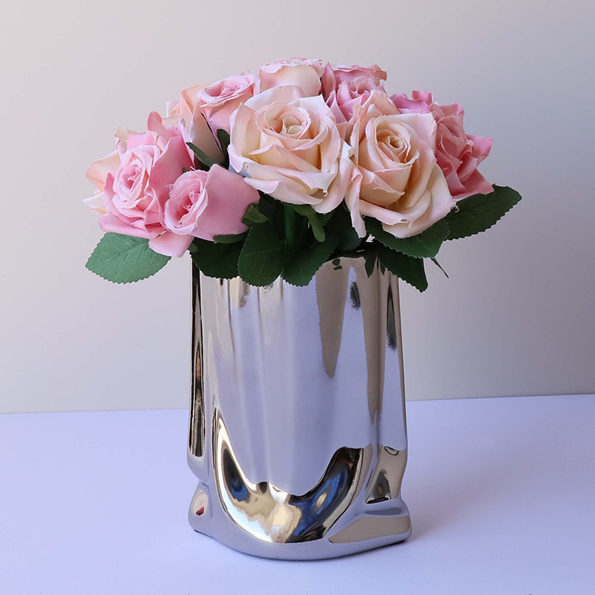 Champagne Silk Flower Bouquet Artificial Floral Arrangement for Home Decoration