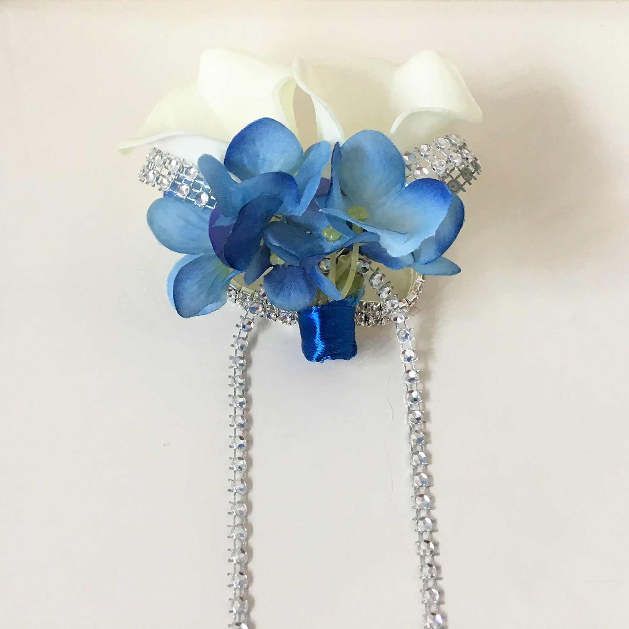 Flower Bouquet for Bridal Bridesmaid Picasso Blue White Calla Lily