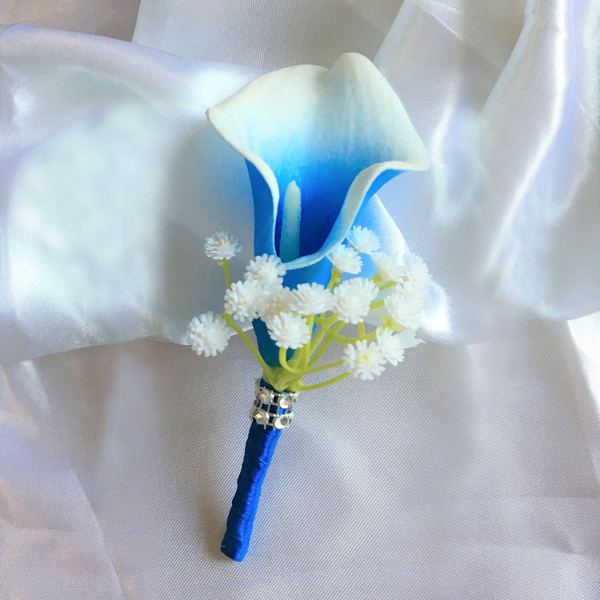 Picasso Blue Calla Lily Wedding Bouquets Boutonniere Corasage