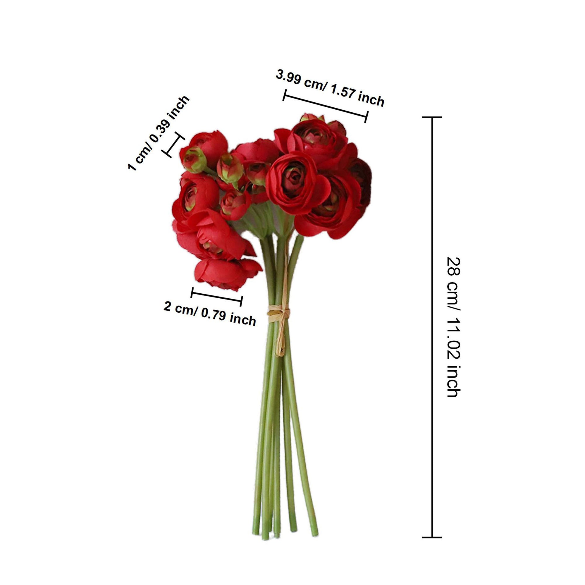 Red Ranunculus Bush Fake Silk Flower Bouquet