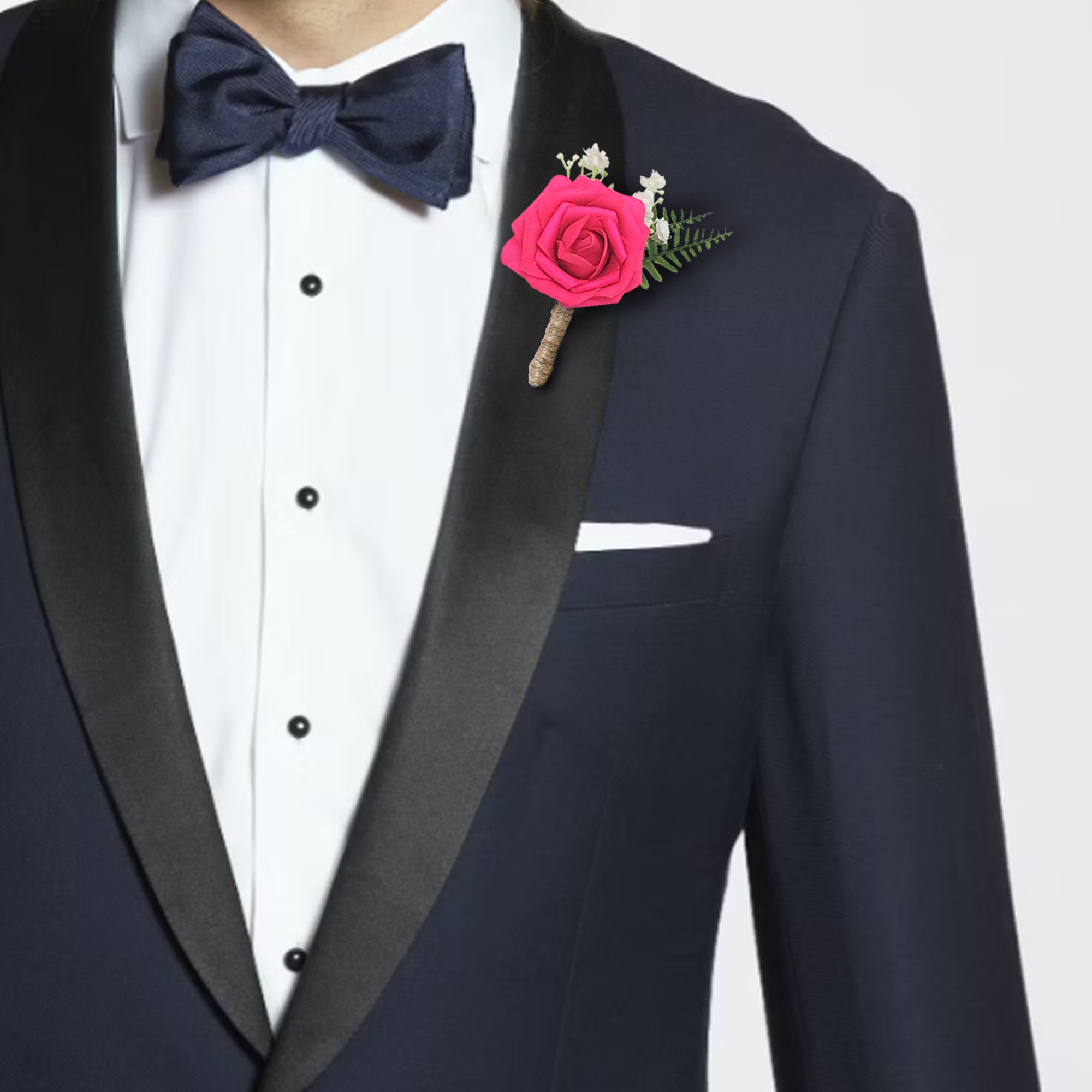 Hot Pink Rose Boutonniere for Groom Man