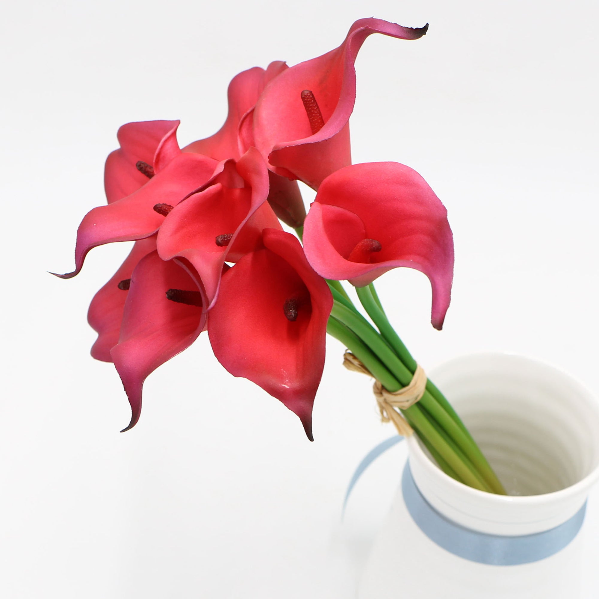 Red Flowers Real Touch Calla Lilies Bouquet for Corsages Boutonnieres