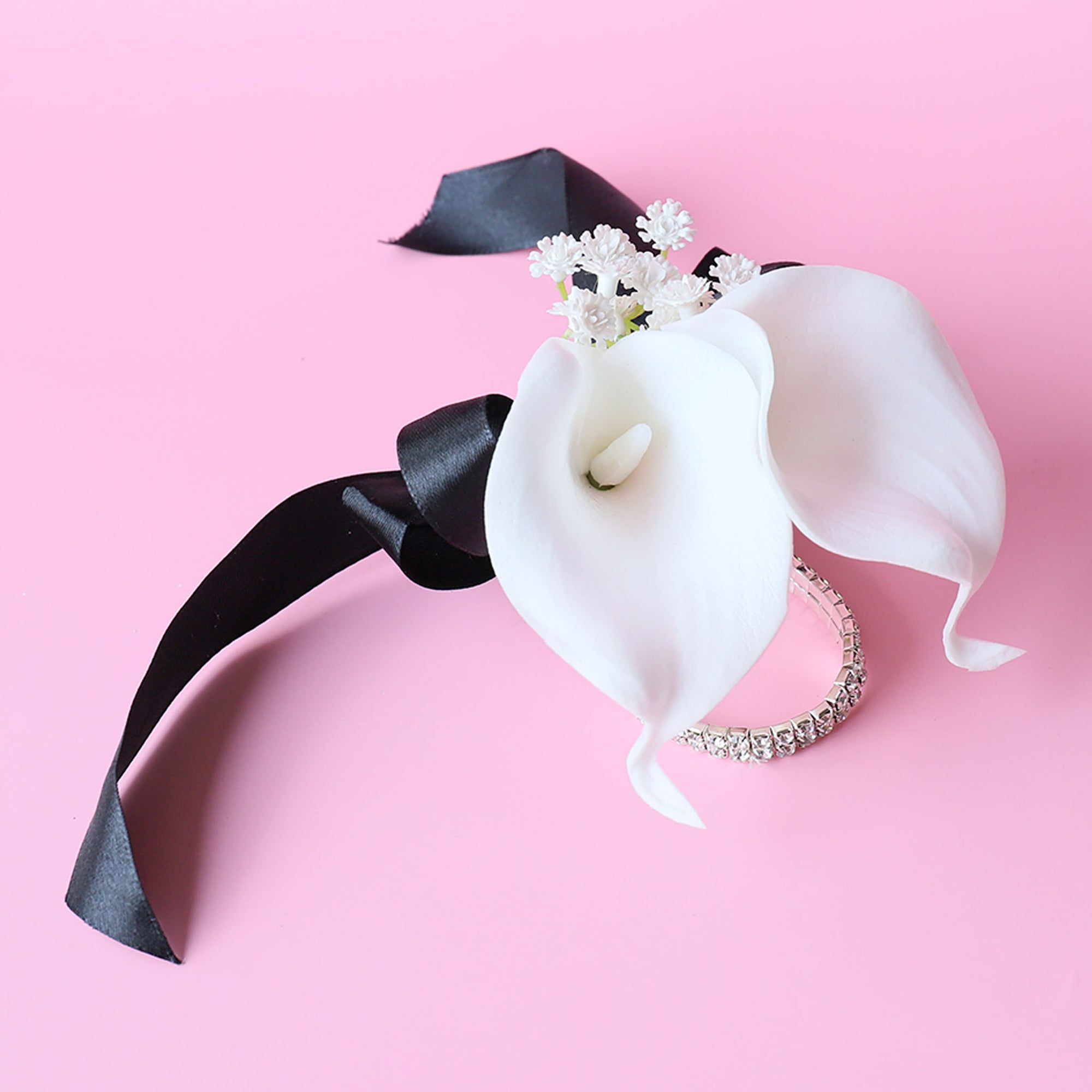 White Calla Lily Wrist Corsage for Wedding