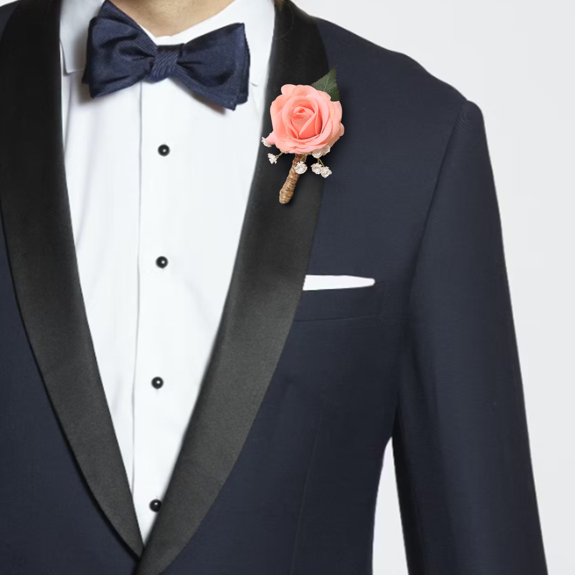 Peach Boutonniere for Wedding Best Man Groom Corsage
