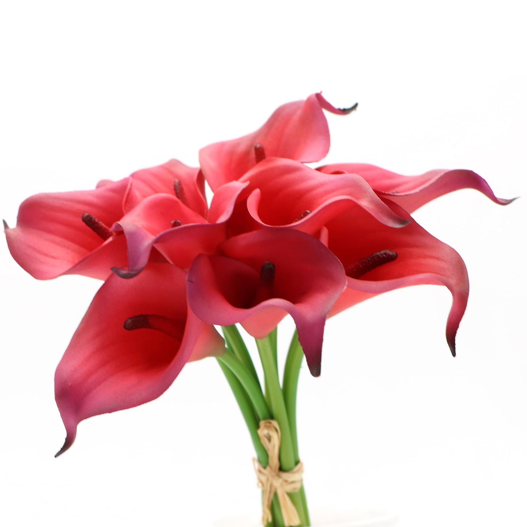 Red Flowers Real Touch Calla Lilies Bouquet for Corsages Boutonnieres