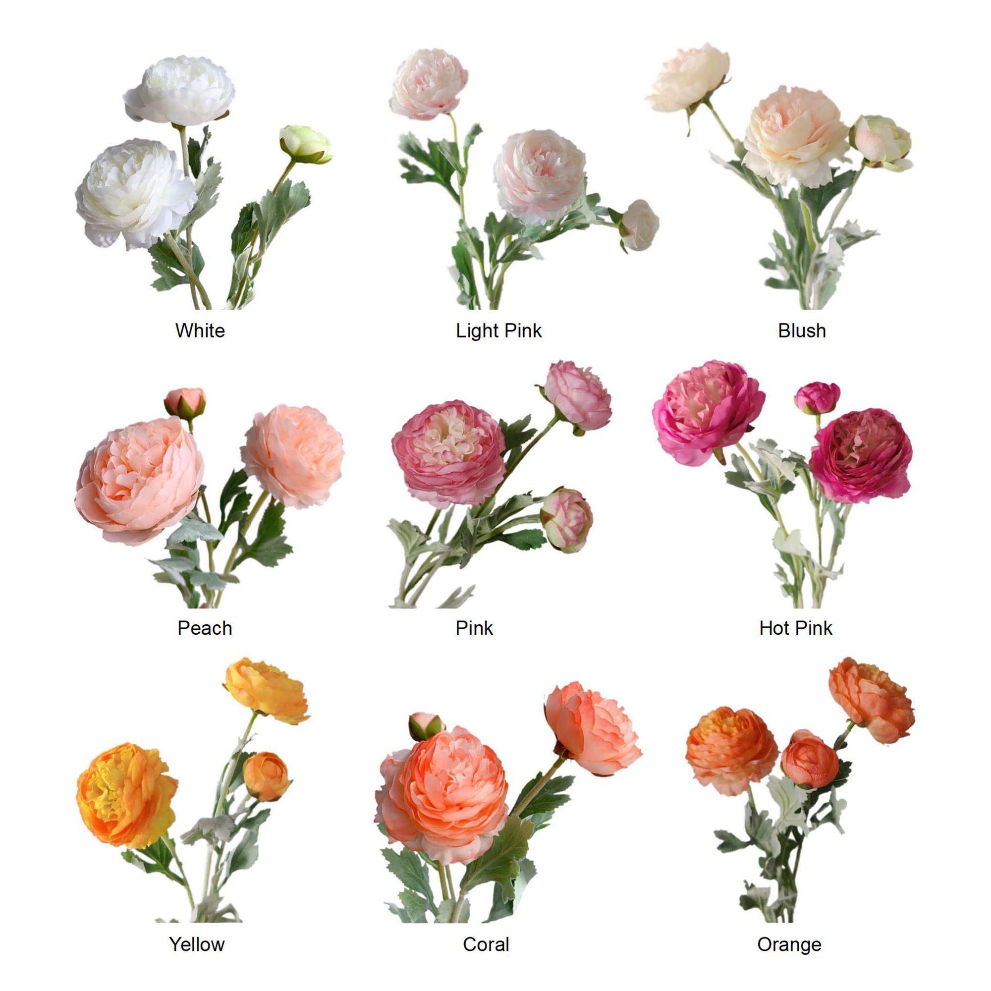 Artificial Ranunculus Flower Branch for Home Arrangement