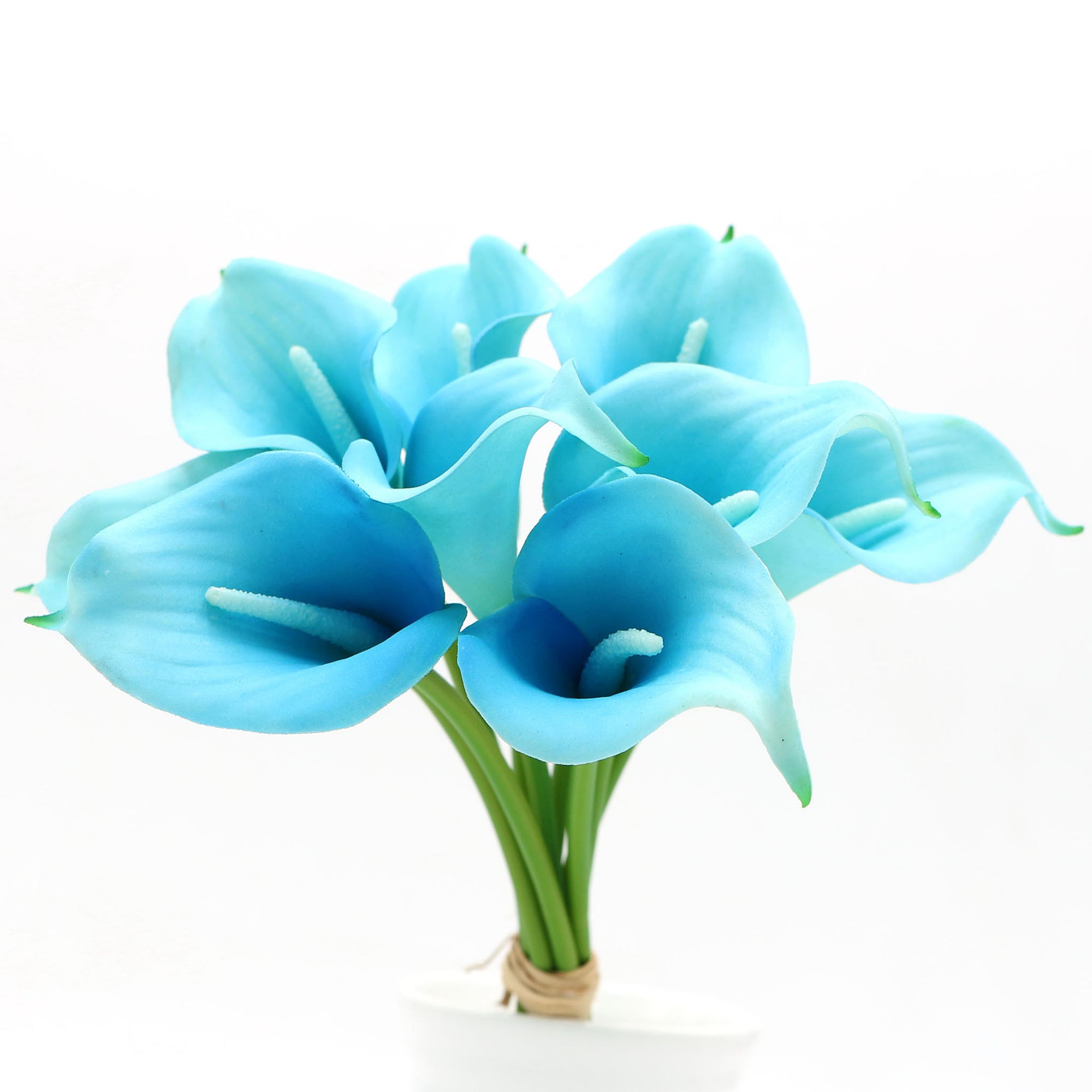 Turquoise Blue Calla Lily Bouquet Malibu Wedding Floral Decor