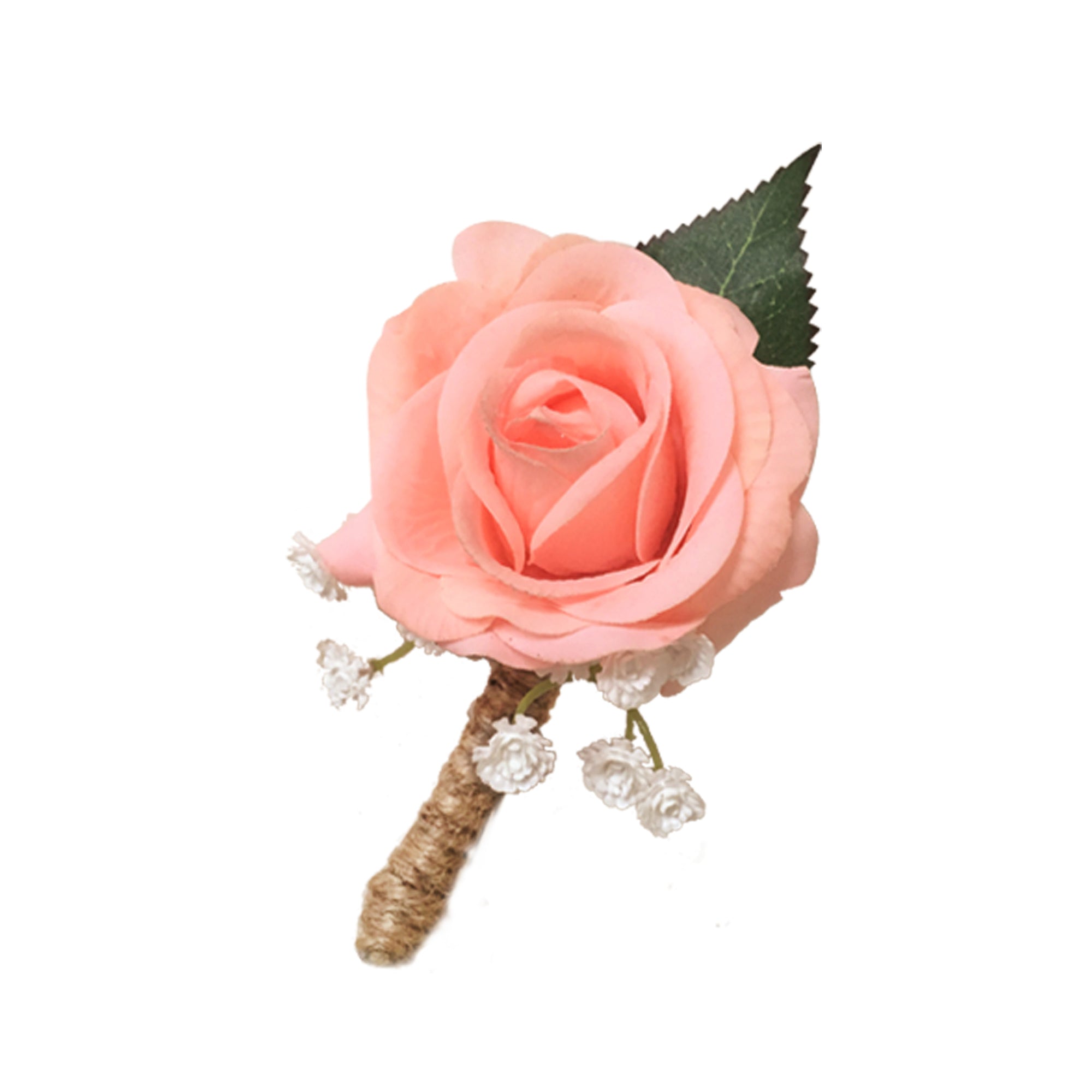 Peach Boutonniere for Wedding Best Man Groom Corsage