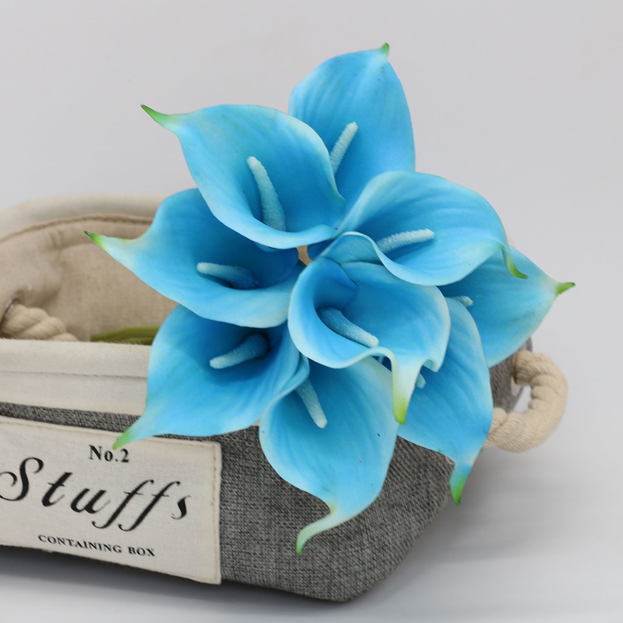 Turquoise Blue Calla Lily Bouquet Malibu Wedding Floral Decor