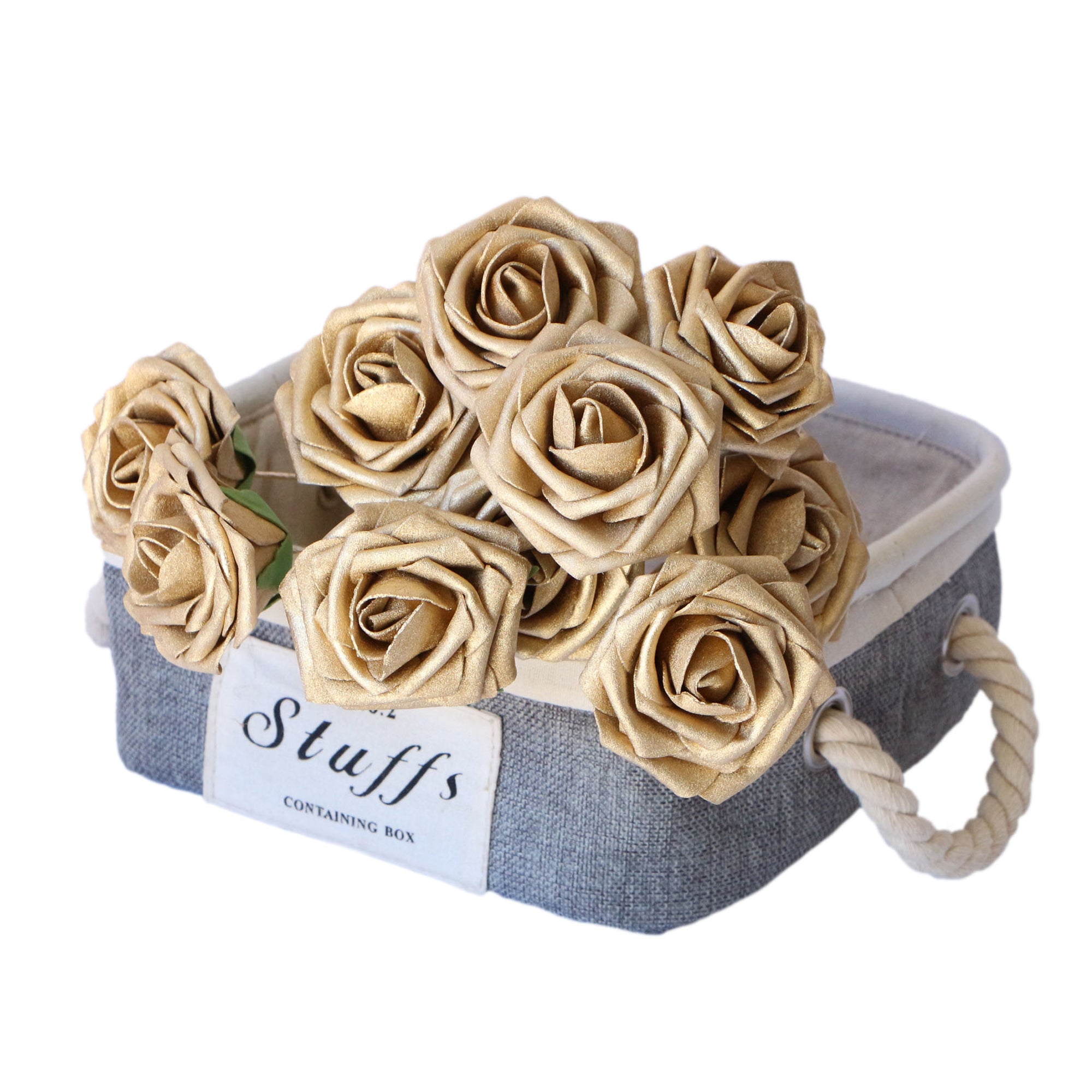 Gold Artificial Flowers Fake Roses Bulk Cake Topper