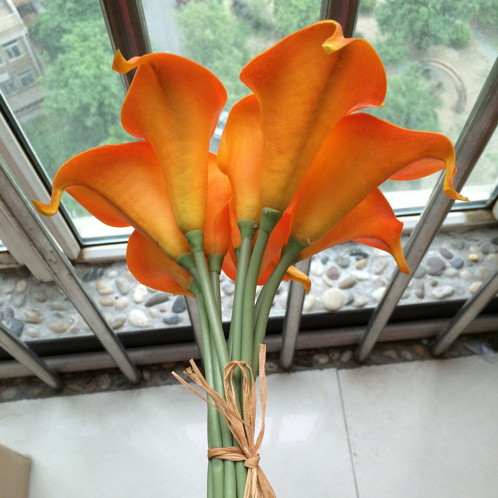 Orange Calla Lily Bulk Flowers Artificial 10 Bouquets