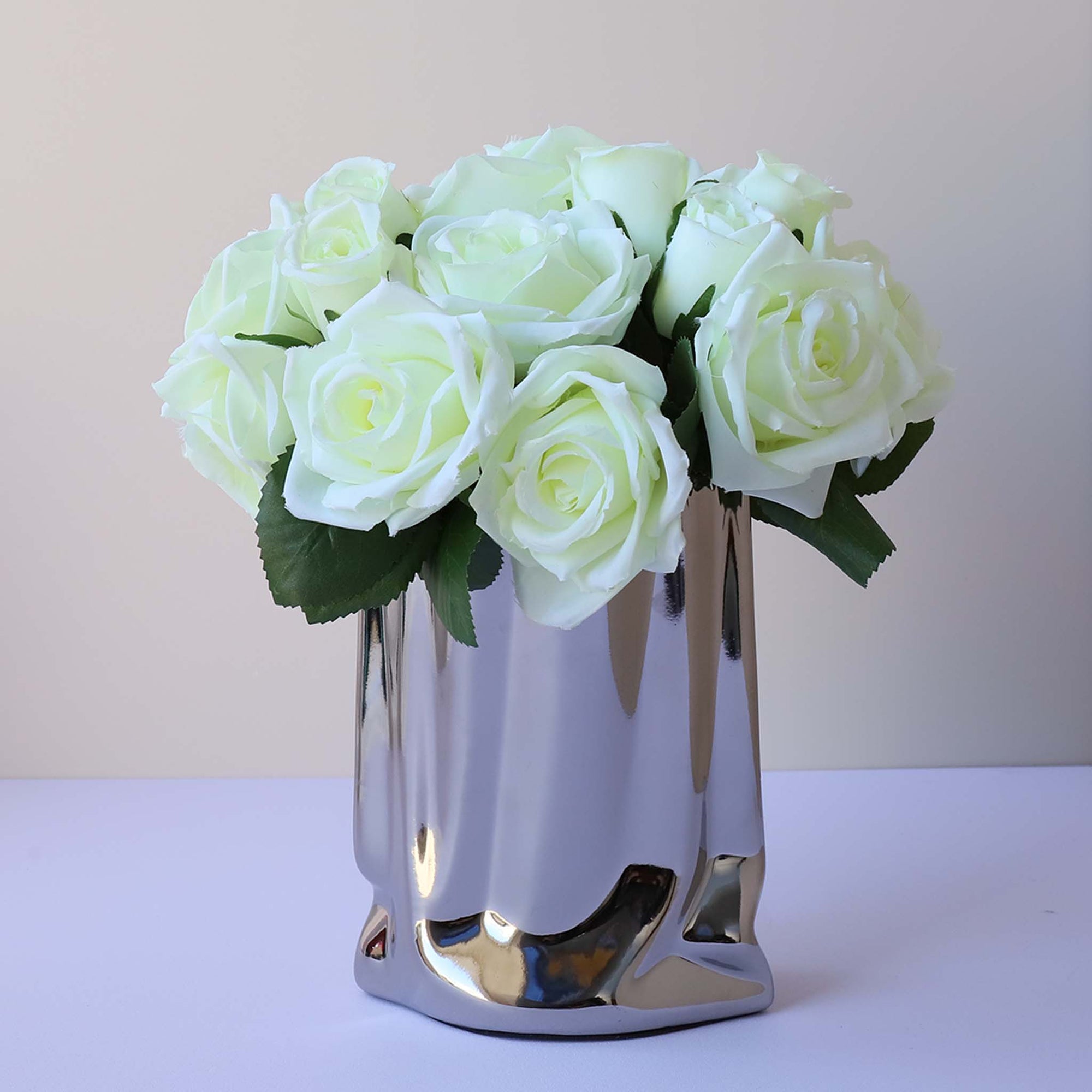 Champagne Silk Flower Bouquet Artificial Floral Arrangement for Home Decoration