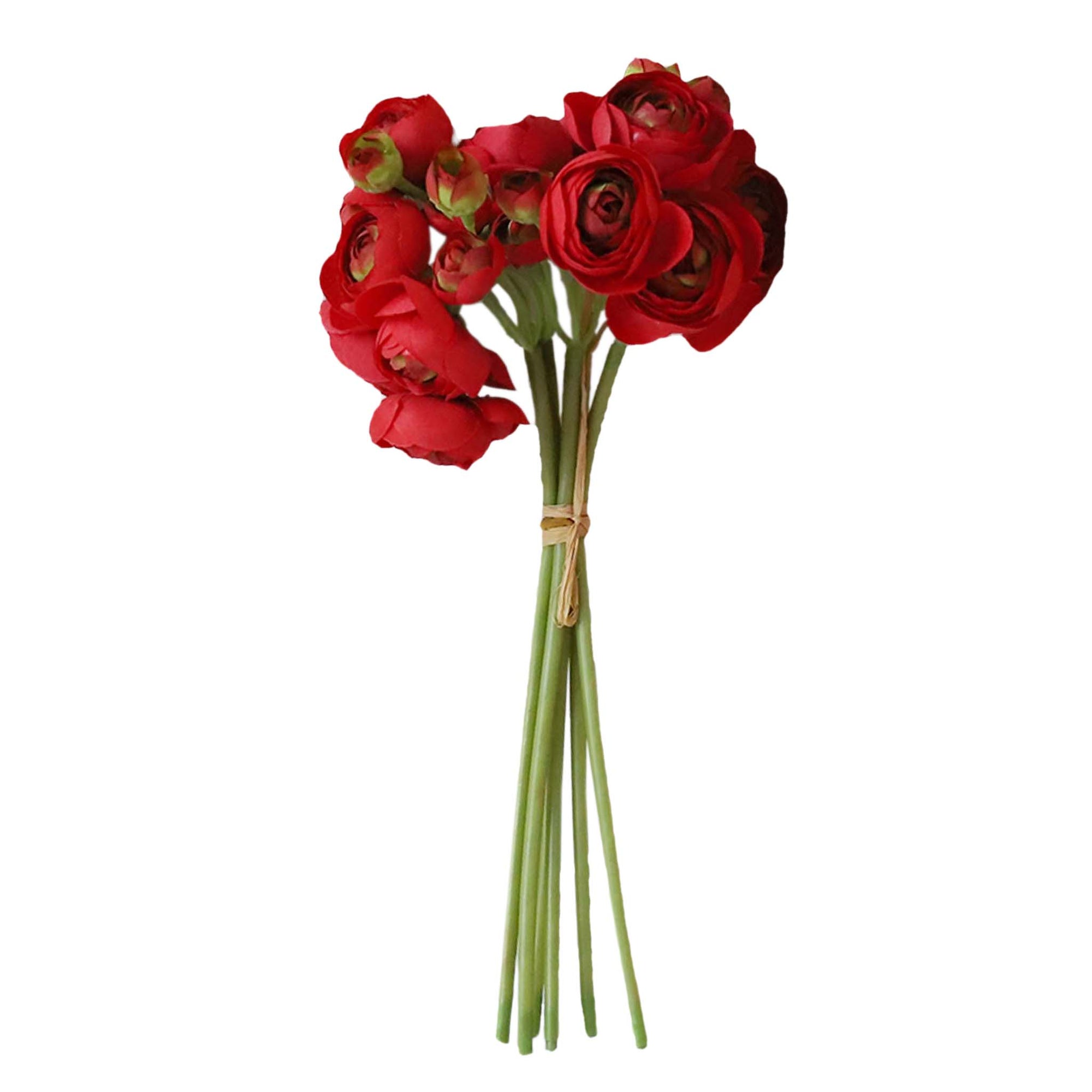 Red Ranunculus Bush Fake Silk Flower Bouquet