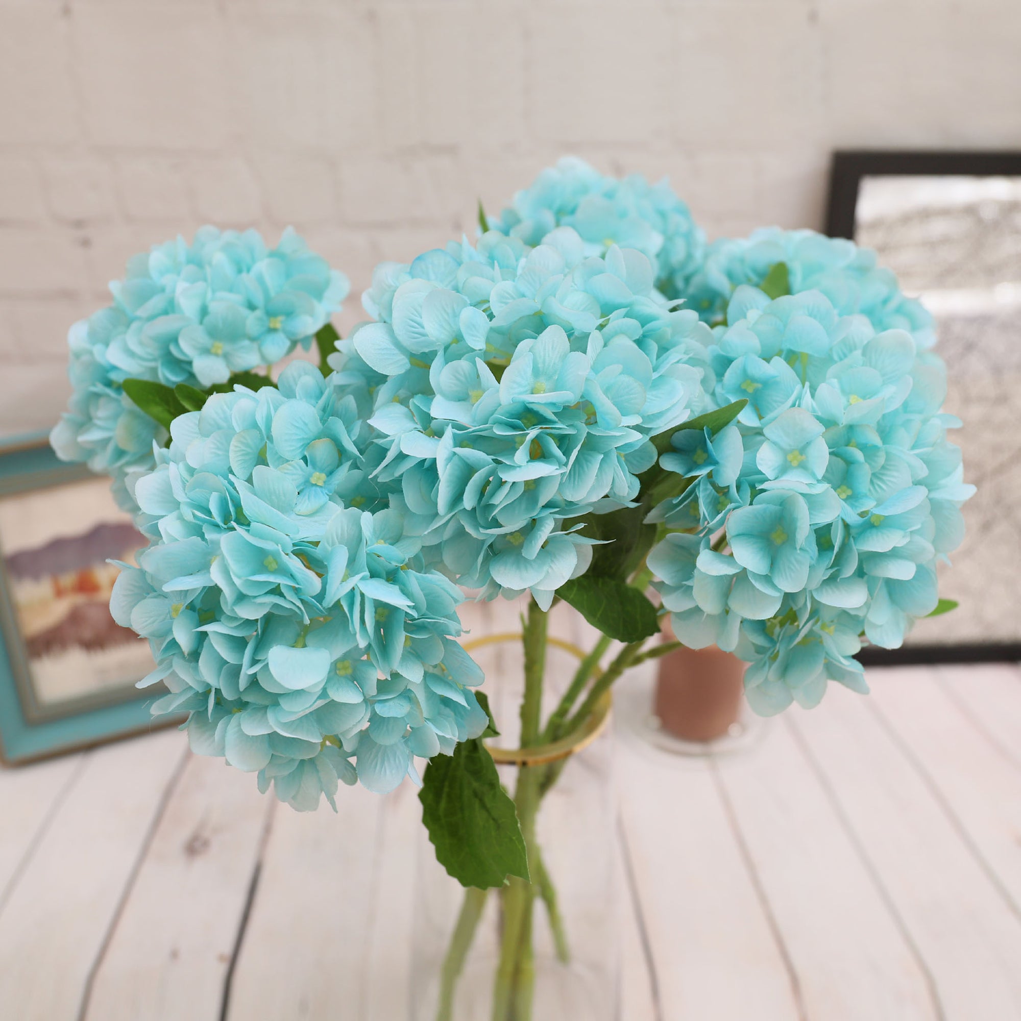 Hydrangea Artificial Silk Flowers Aqua Blue Hydrangea