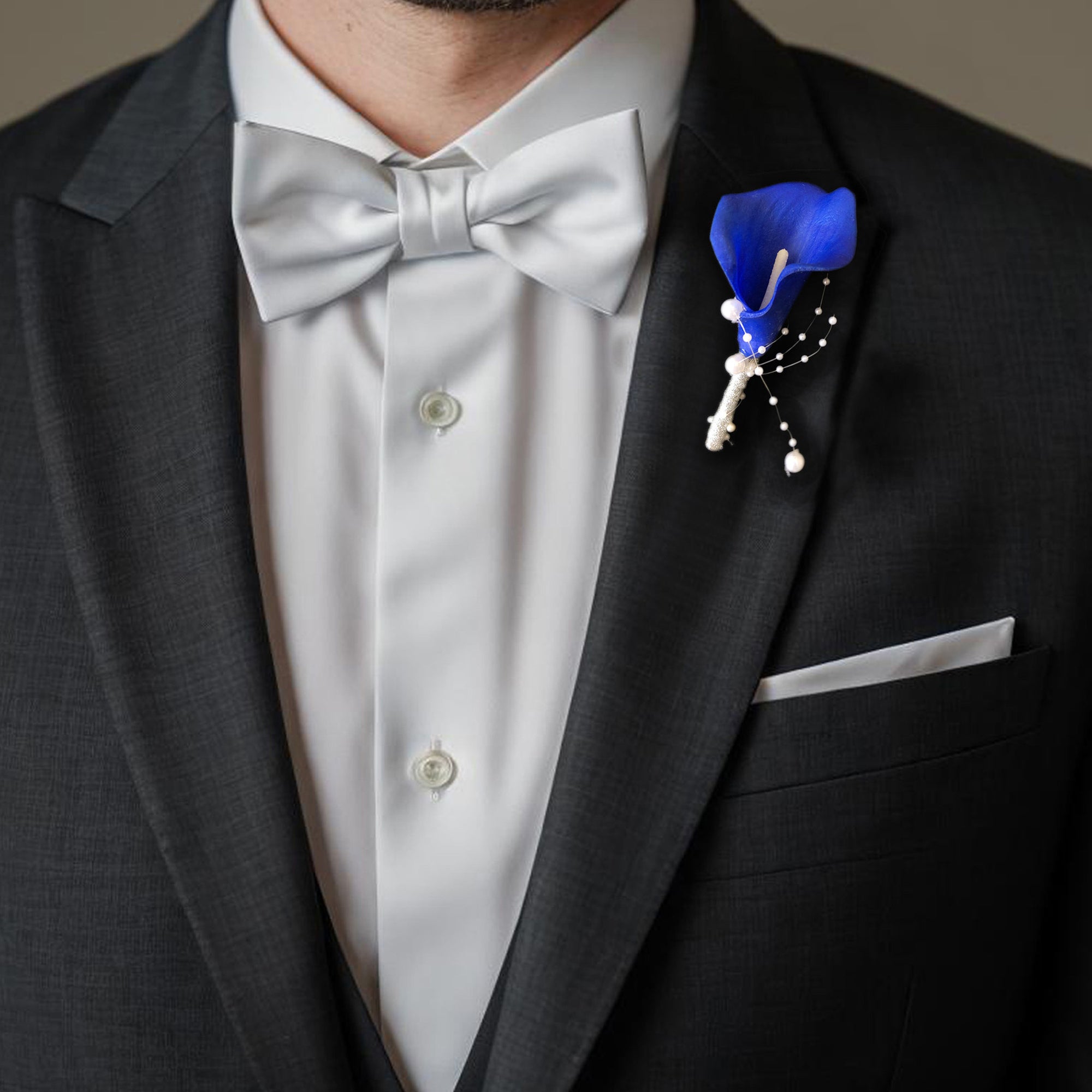 Royal Blue Calla Lily Wedding Bouquets Boutonnieres Corsages