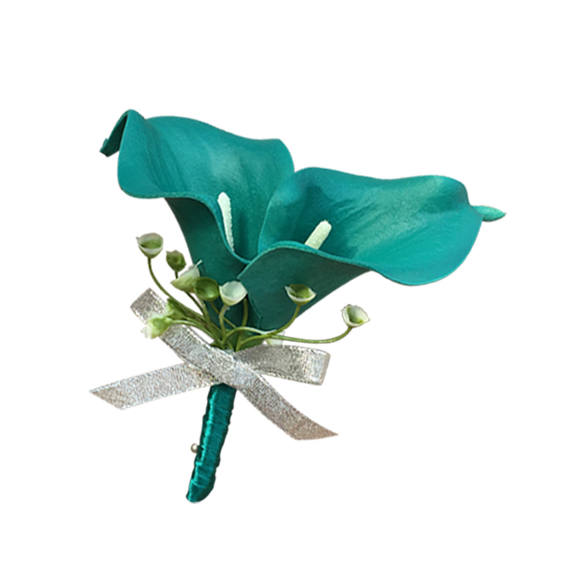 Prom Party Boutineer Groom Groomsmen Corsage in Teal