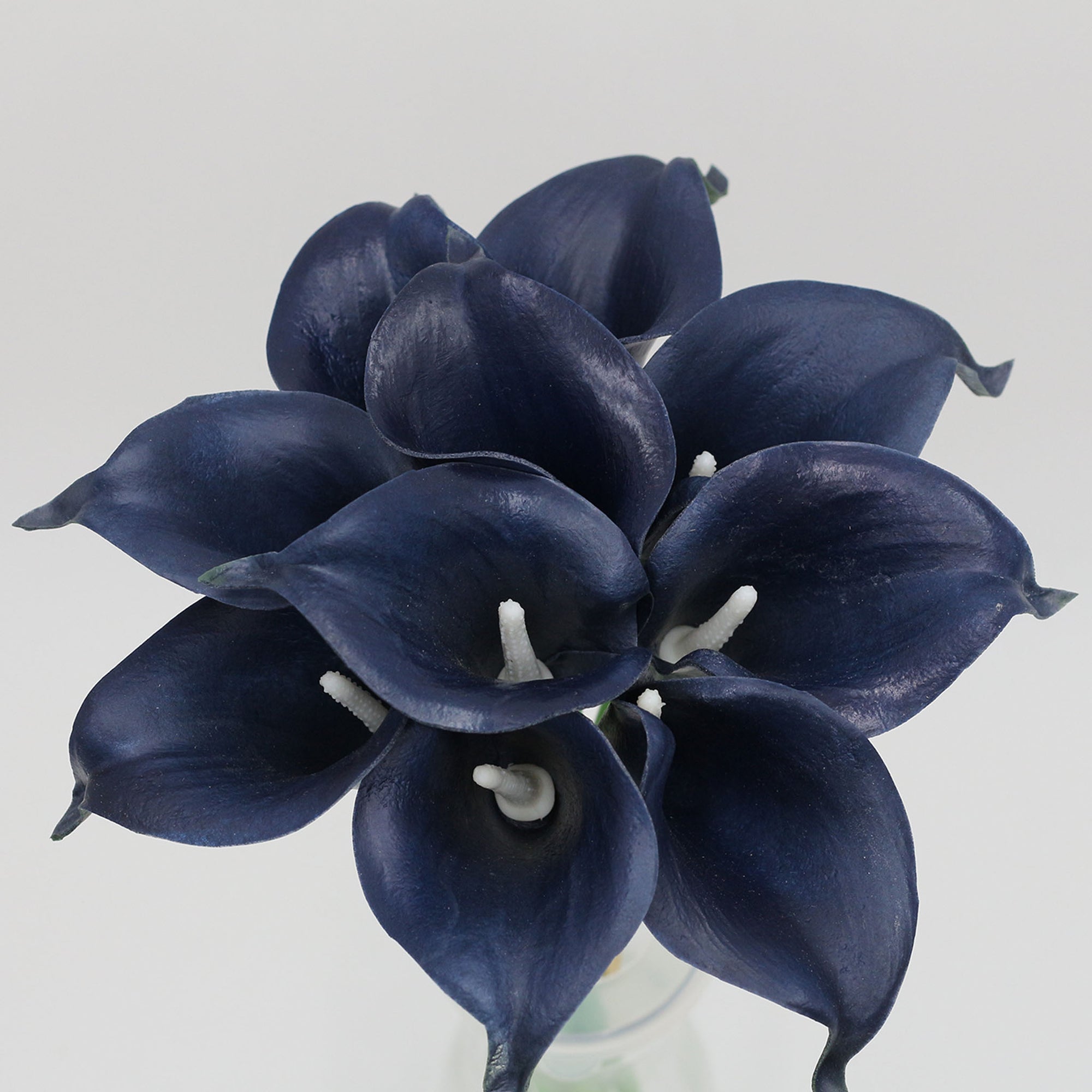 Navy Blue Calla Lilies Artificial Wedding Floral Bouquet