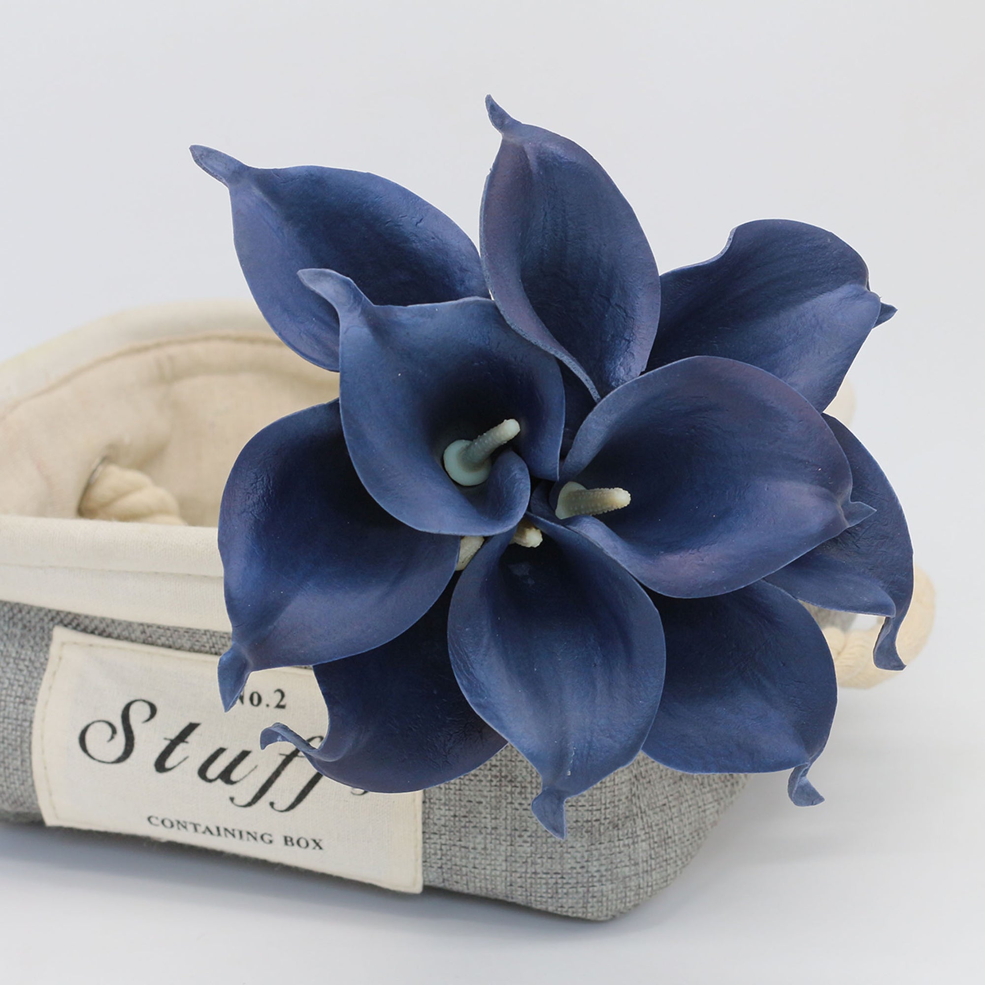 Navy Blue Calla Lilies Artificial Wedding Floral Bouquet