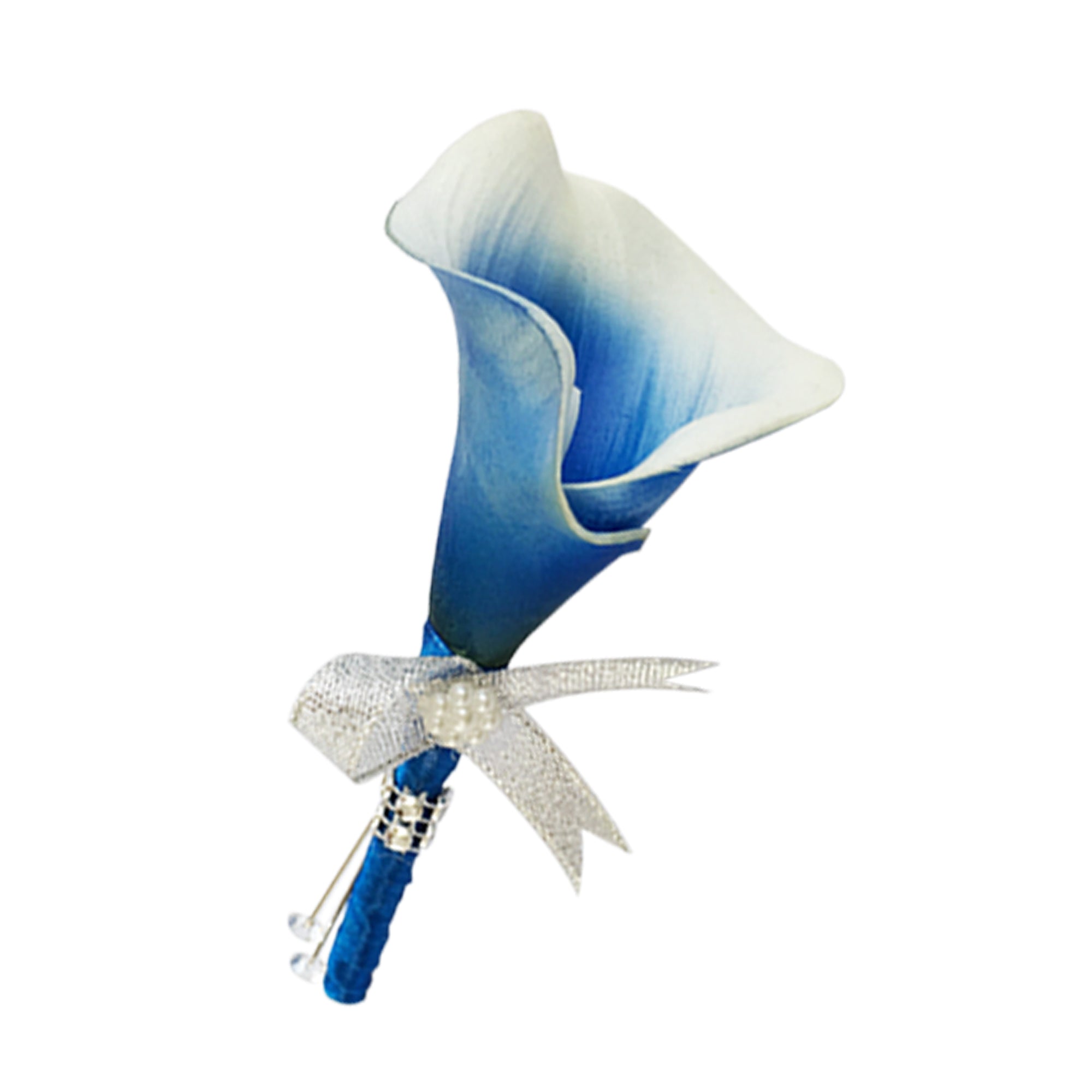 Wedding Best Man Corsage Blue Calla Lily Boutineer