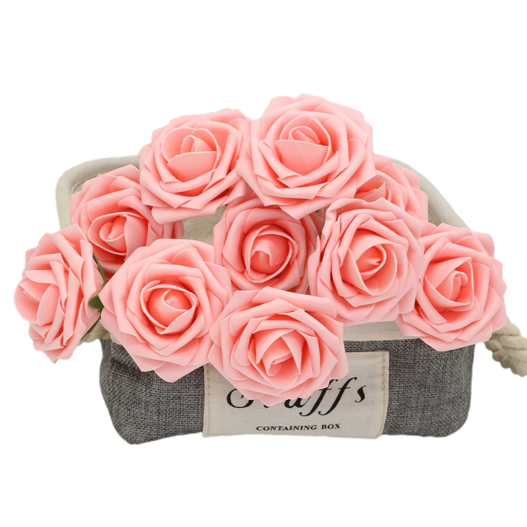 Peach Pink Fake Roses Flowers Bulk for Bride Bouquets