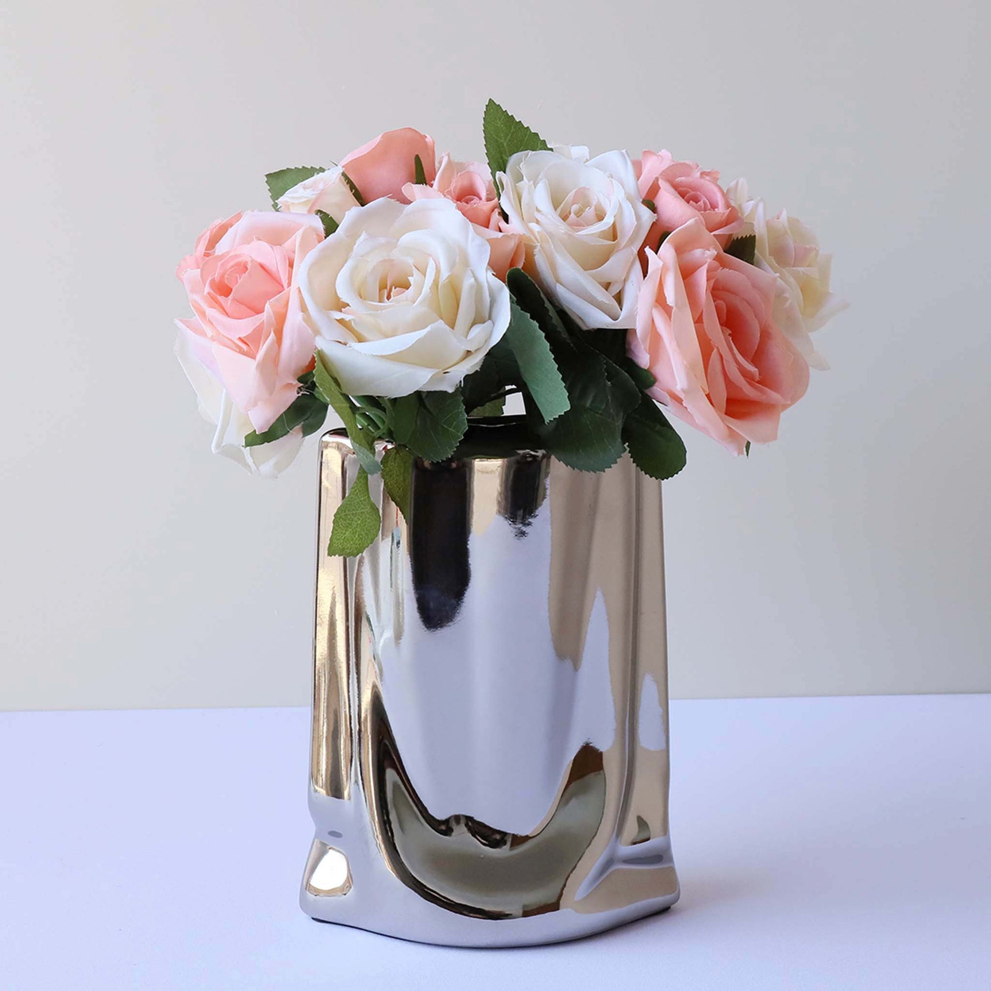 Champagne Silk Flower Bouquet Artificial Floral Arrangement for Home Decoration