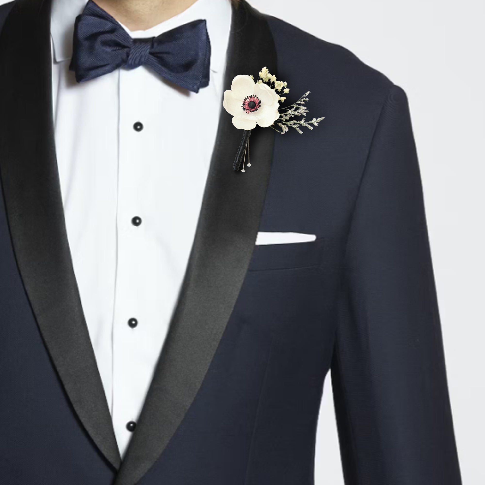 White Anemone Boutonniere