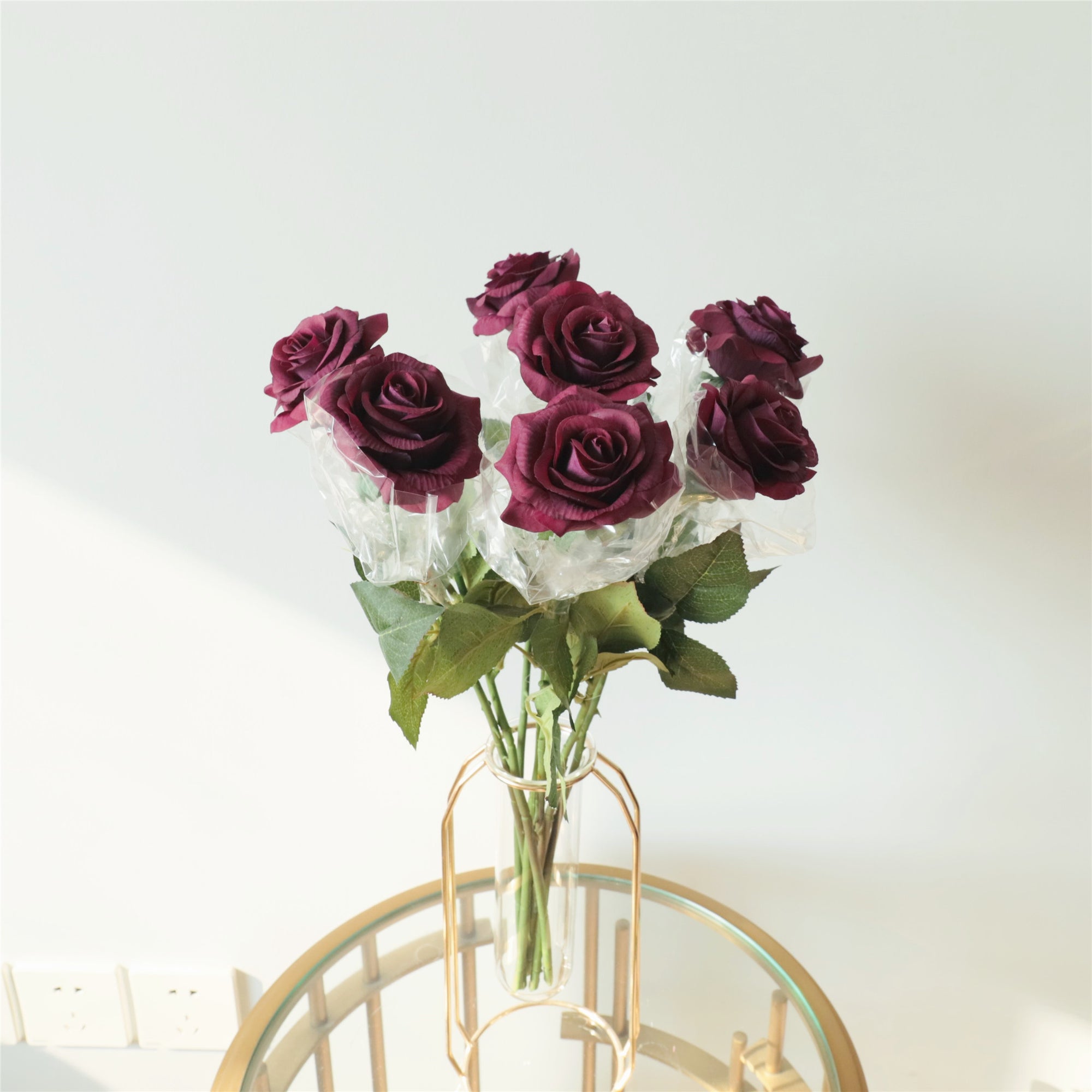 Burgundy Real Touch Rose Plum Wedding Flowers