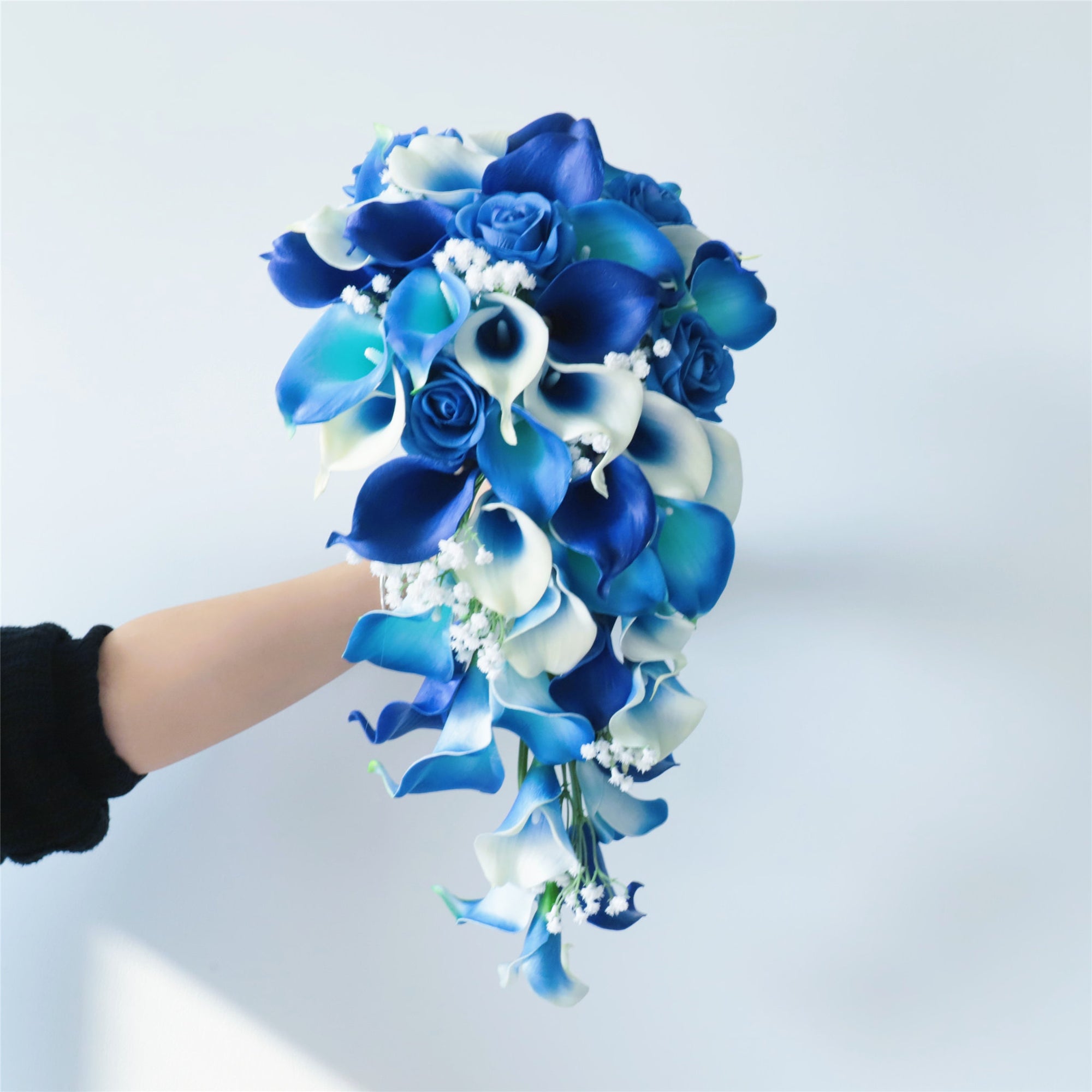 Royal Blue Calla Lily Cascading Bouquet