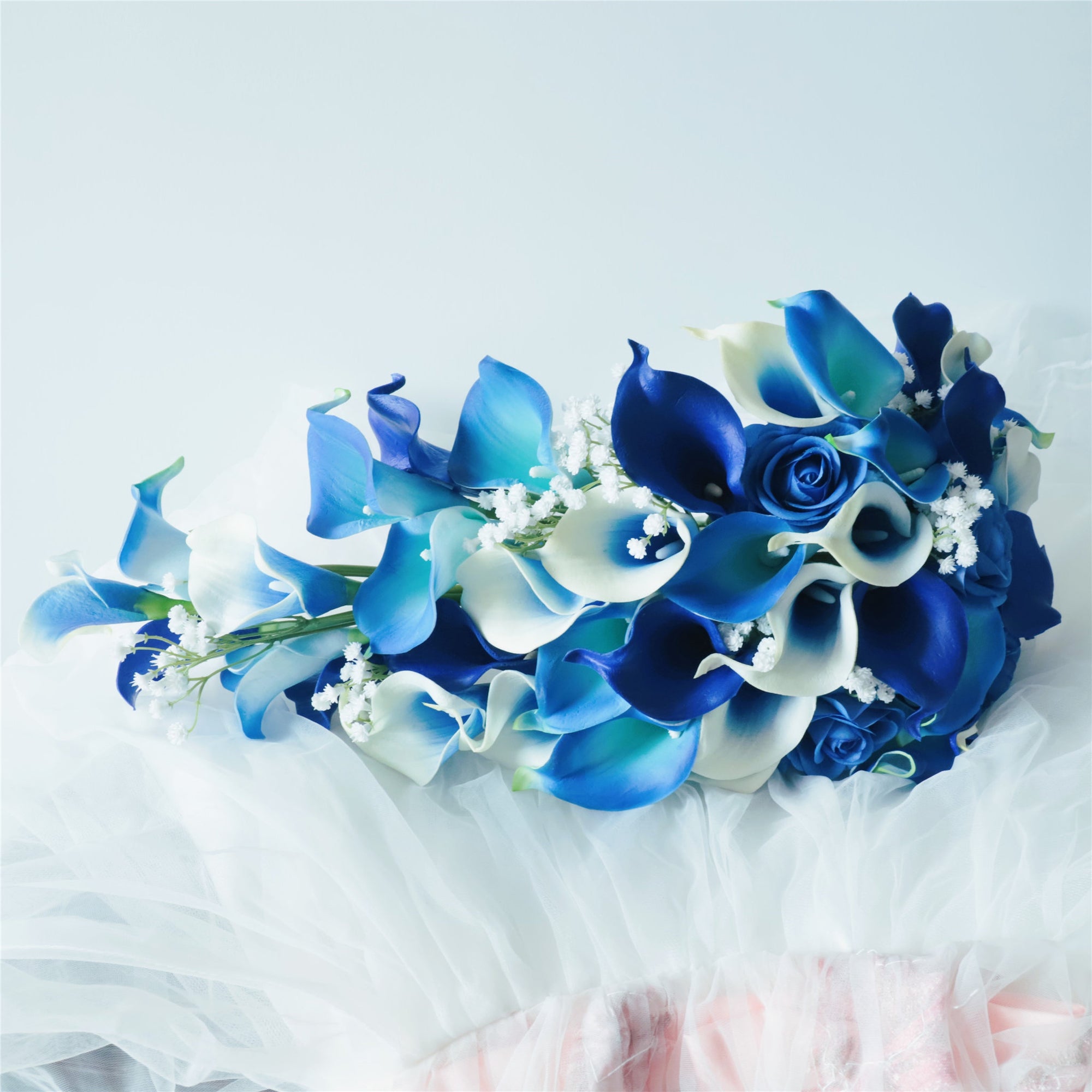 Royal Blue Calla Lily Cascading Bouquet