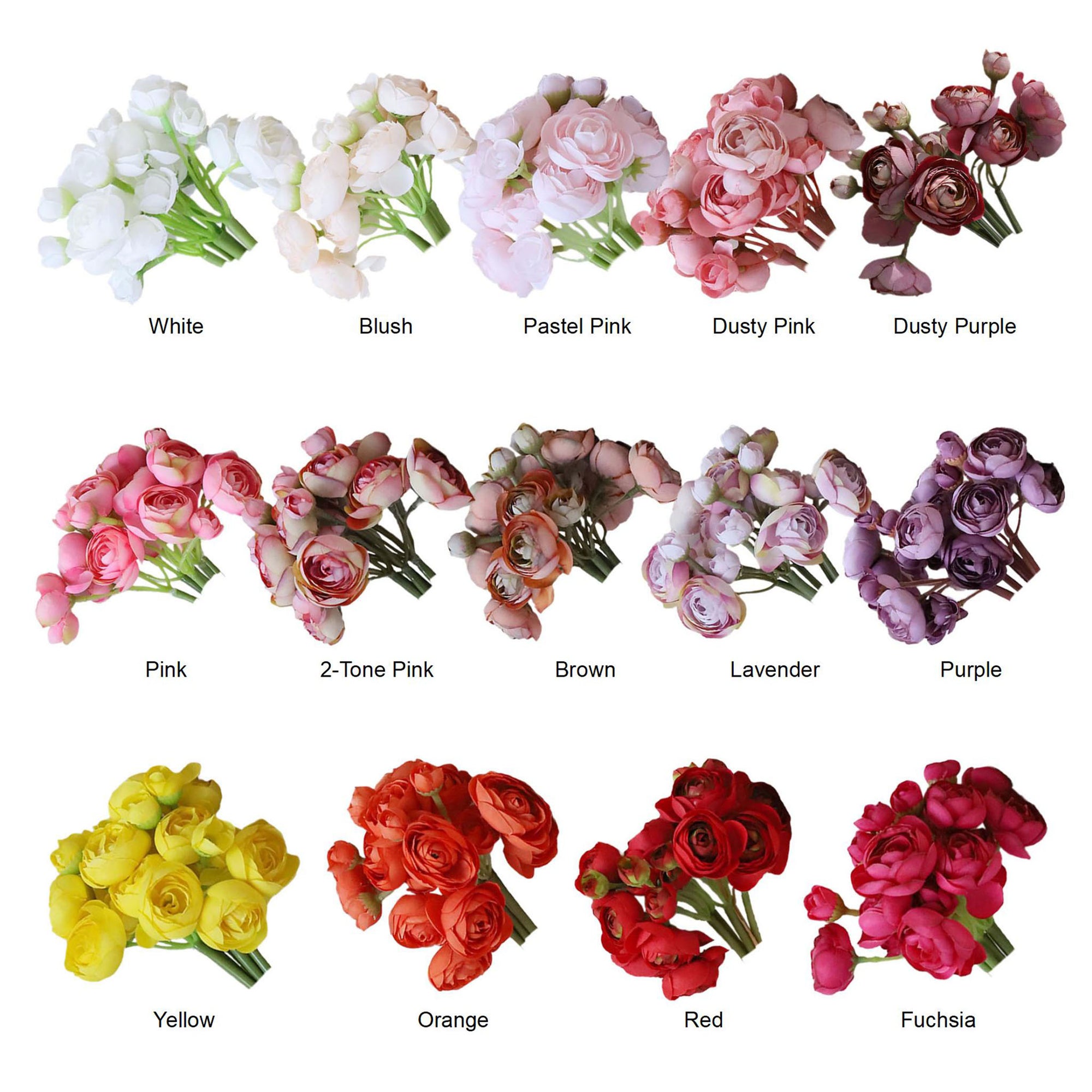 Small Peony Silk Ranunculus Flower Bundle