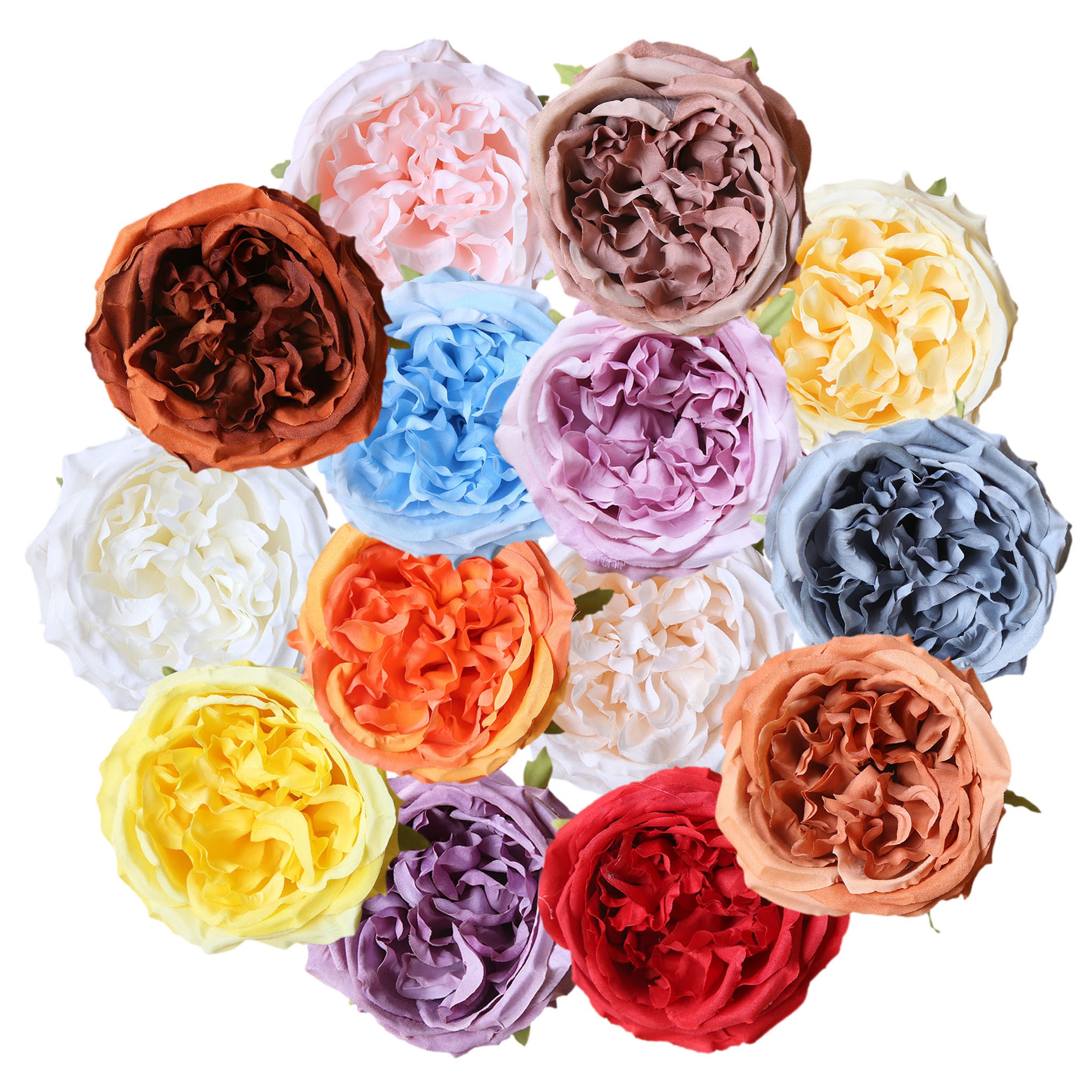 Cabbage Roses Silk Flower Heads 3.9 inch