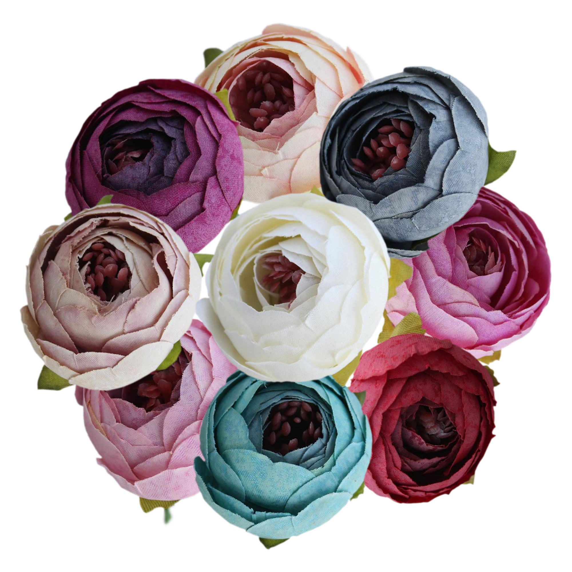 Small Peony Flower Heads Artificial Silk Roses 100 pcs for Wedding Decor Favors