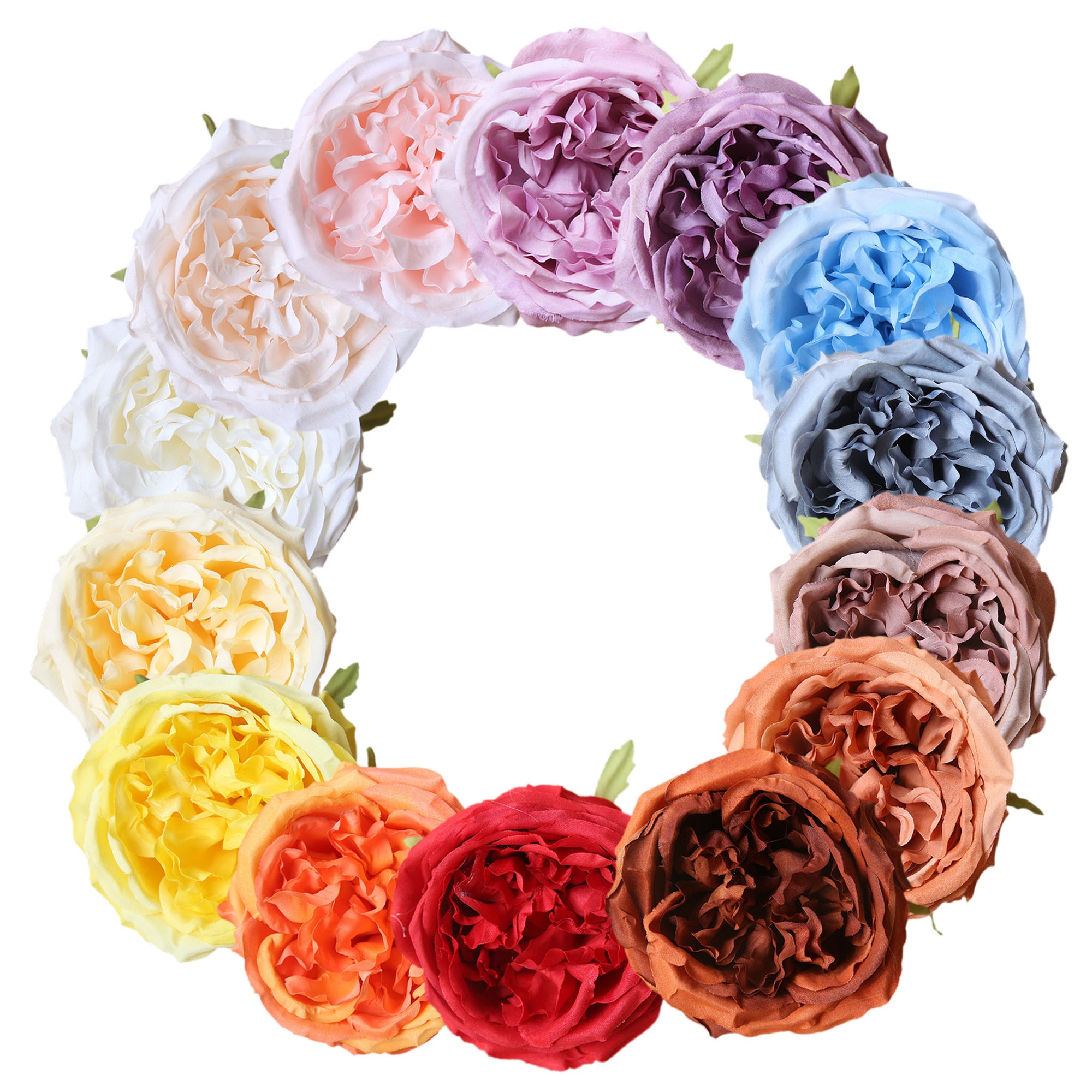 Cabbage Roses Silk Flower Heads 3.9 inch