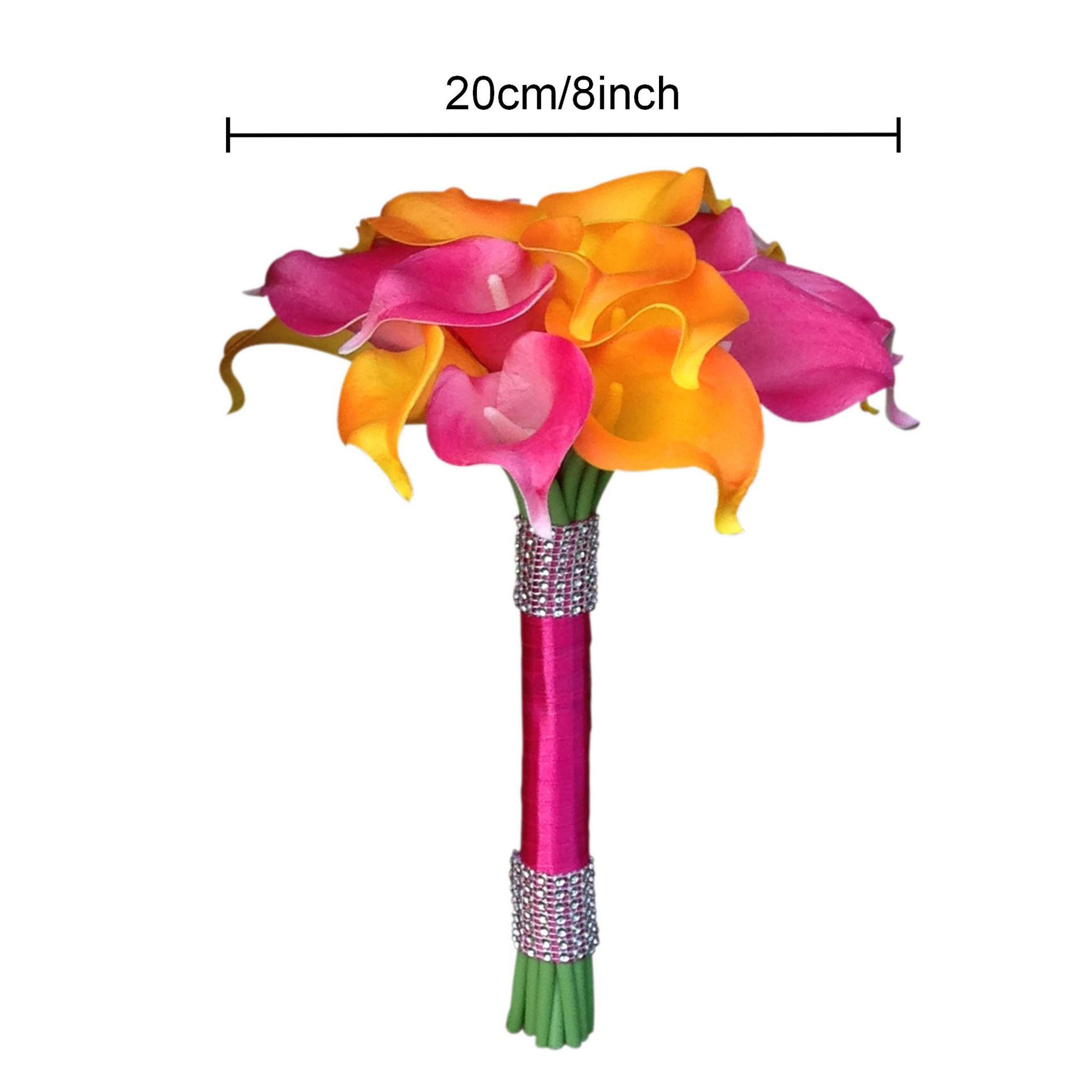 Orange Fuchsia White Calla Lily Cascade Bouquet
