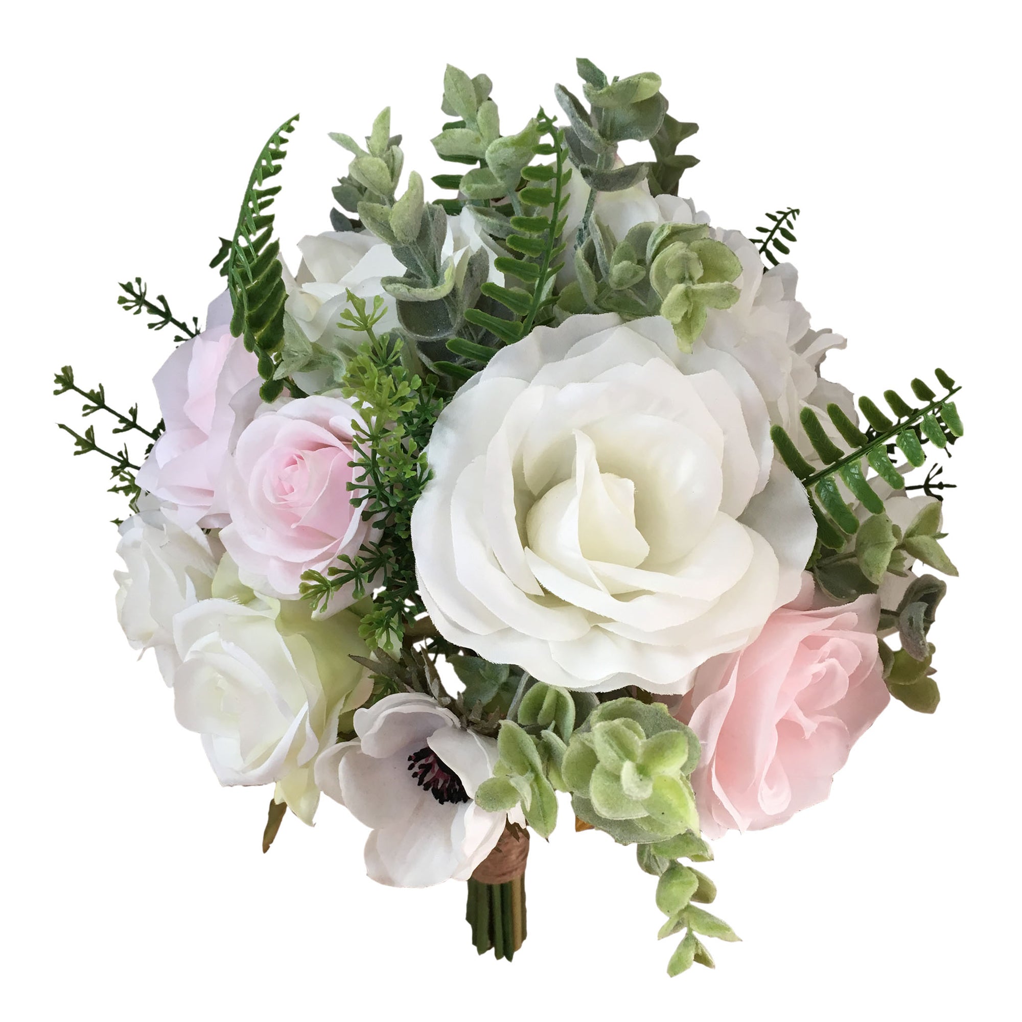 Boho Bridal Bouquet White and Pink Flowers