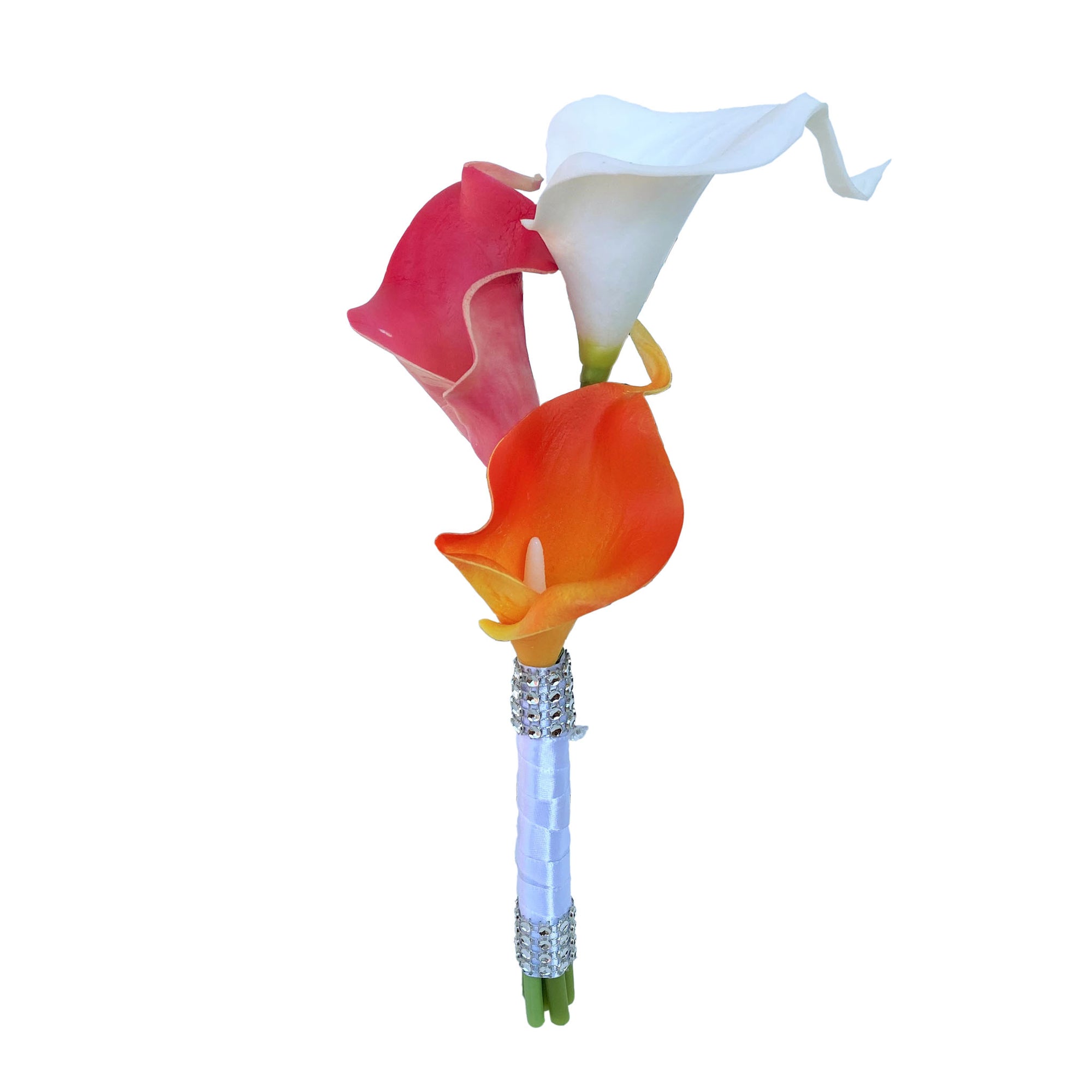 Orange Fuchsia White Calla Lily Cascade Bouquet